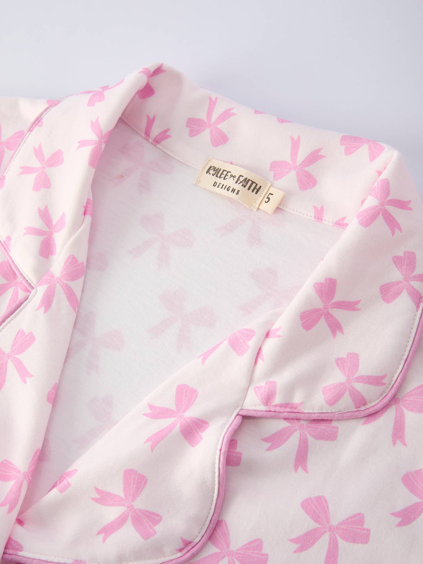 Pink Bow Print Ruffle Pajama Set - Image 8