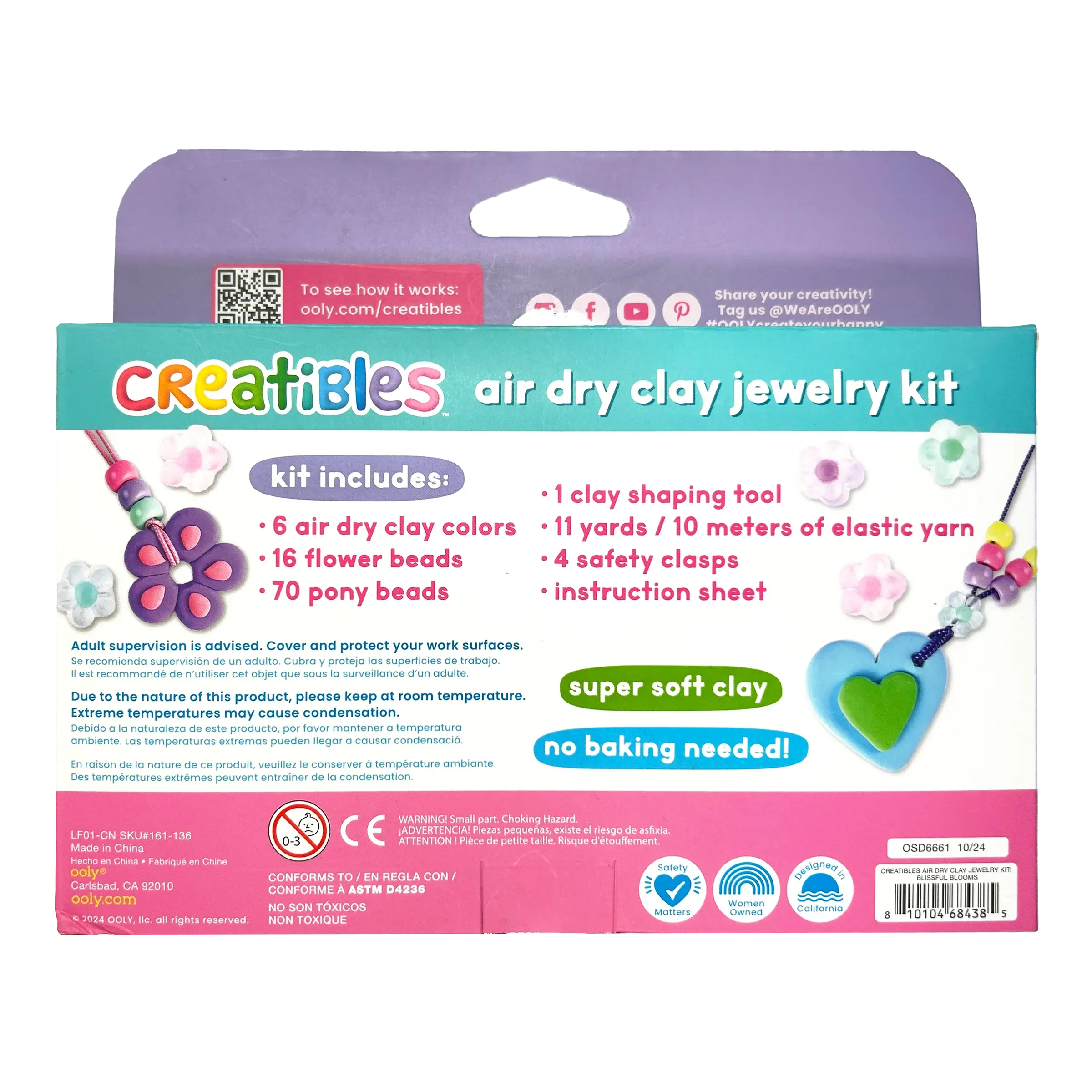 Ooly Creatibles Air Dry Clay Jewelry Kit - Blissful Blooms - Image 7