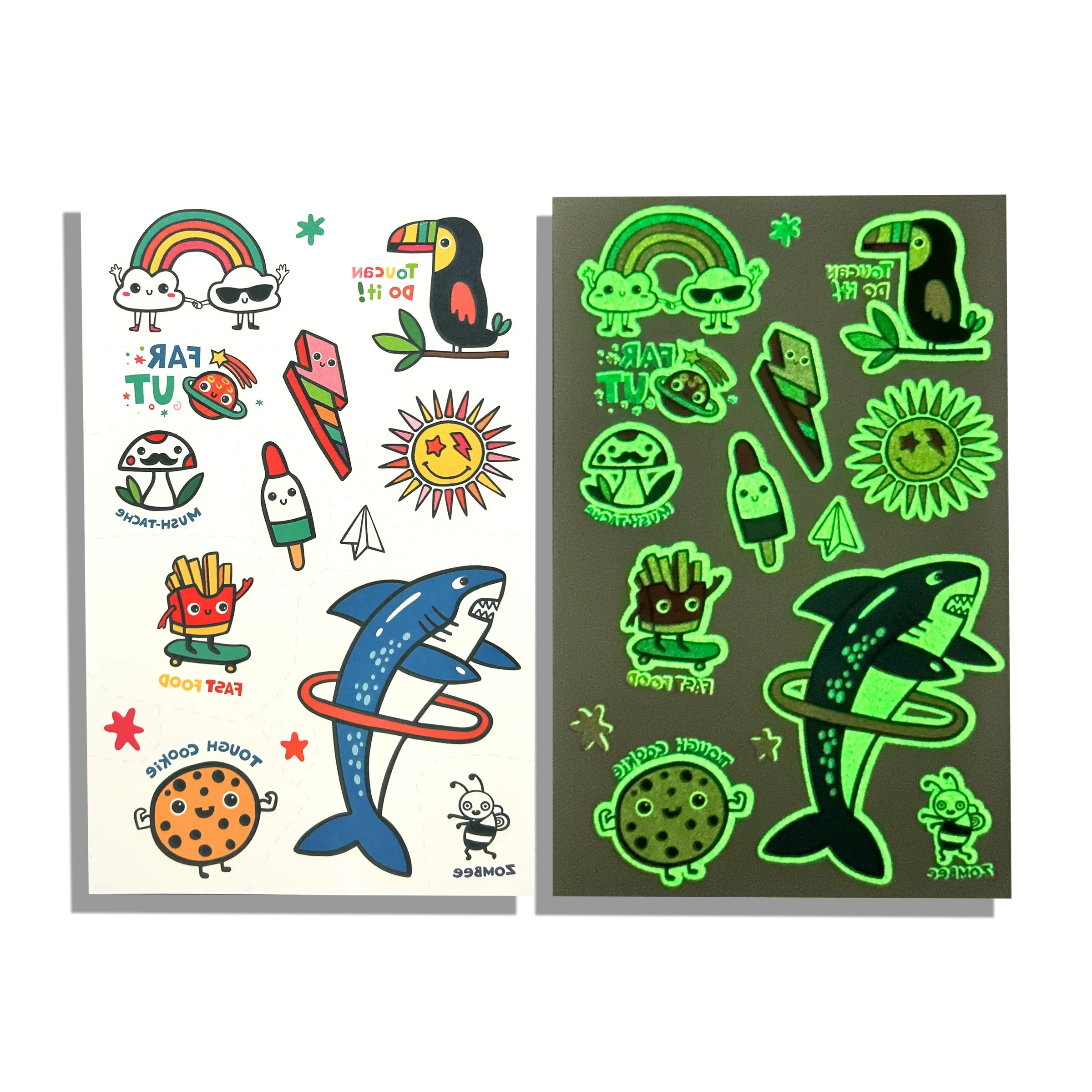 Ooly Tattoo-Palooza Glow in the Dark Temporary Tattoos - Bright & Funny - 3 Sheets - Image 4
