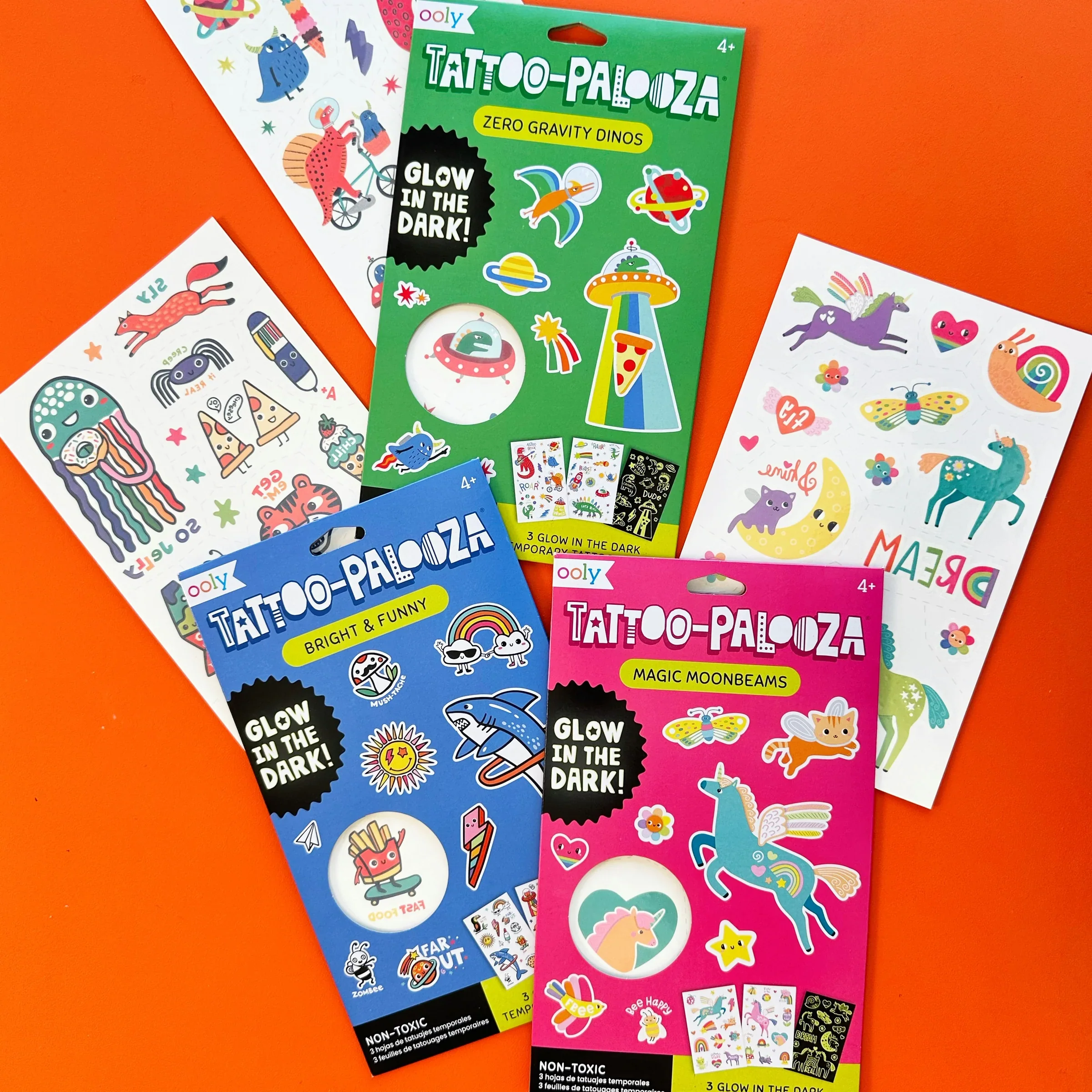 Ooly Tattoo-Palooza Glow in the Dark Temporary Tattoos - Bright & Funny - 3 Sheets - Image 5
