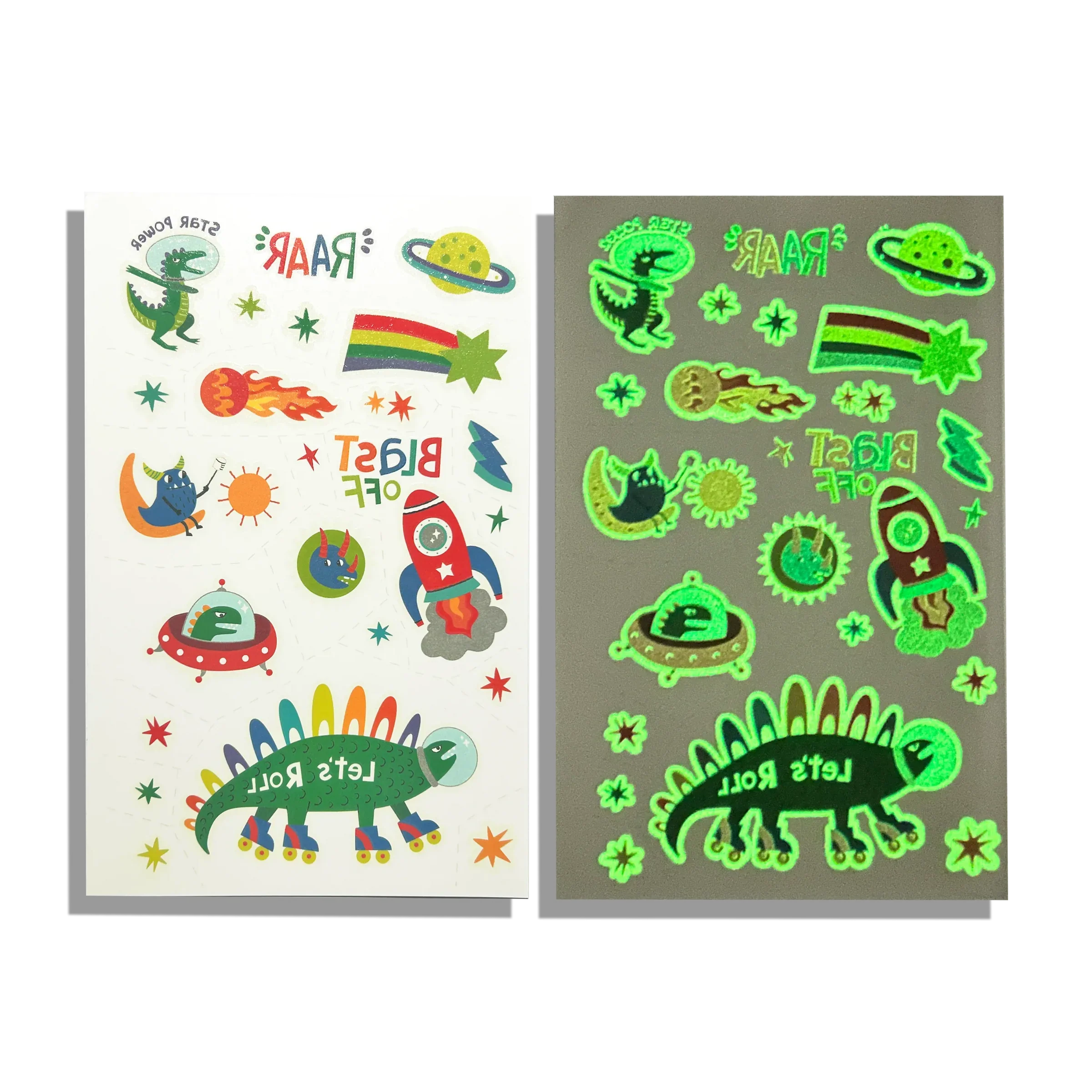 Ooly Tattoo-Palooza Glow in the Dark Temporary Tattoos - Zero Gravity Dinos - 3 Sheets - Image 4