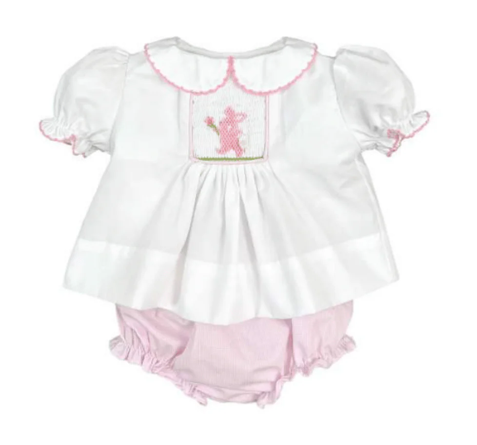Petit Ami Girl Diaper Set Smocked Bunny - Image 2