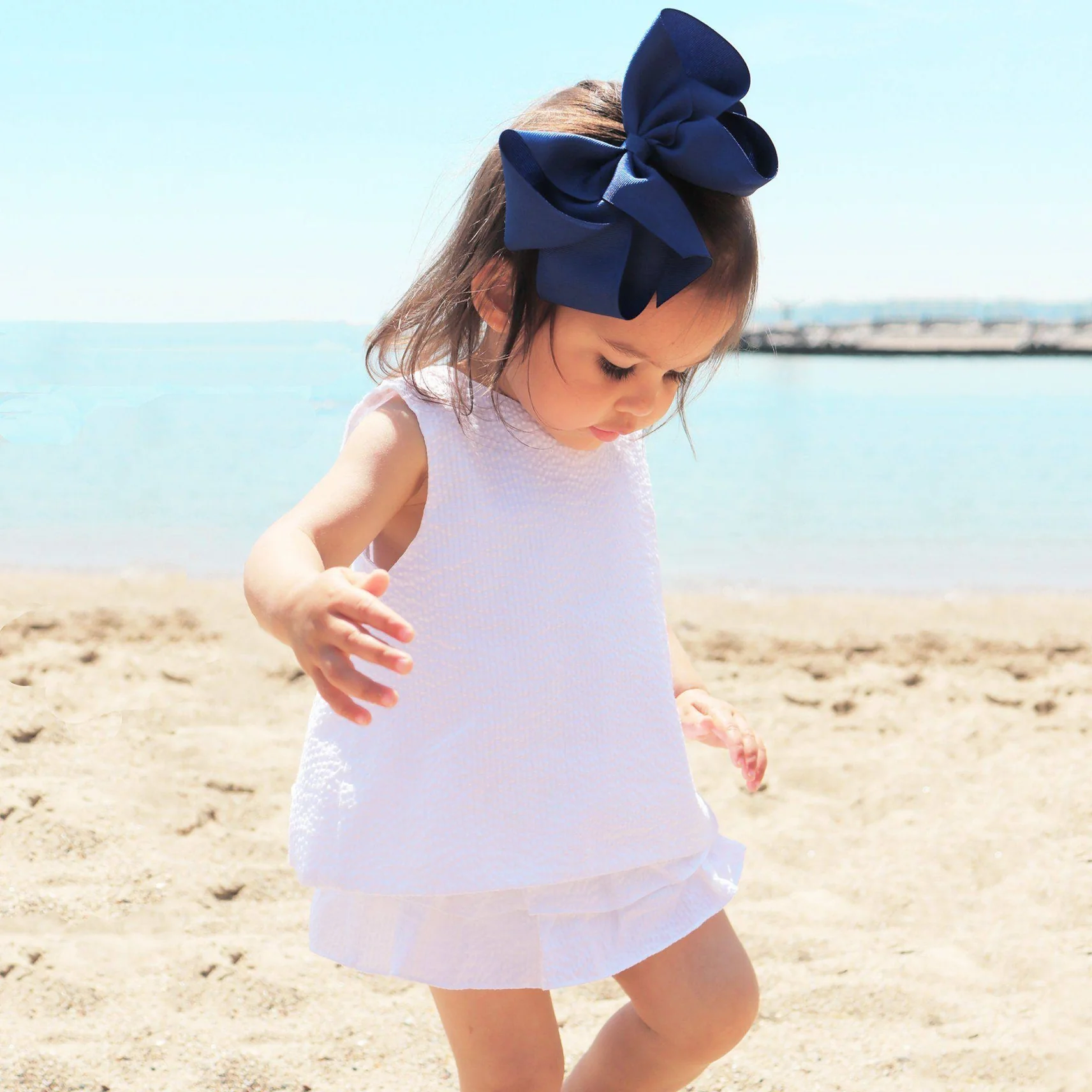 Petit Ami Pink and White Popover Top with Ruffle Bloomer - Image 3