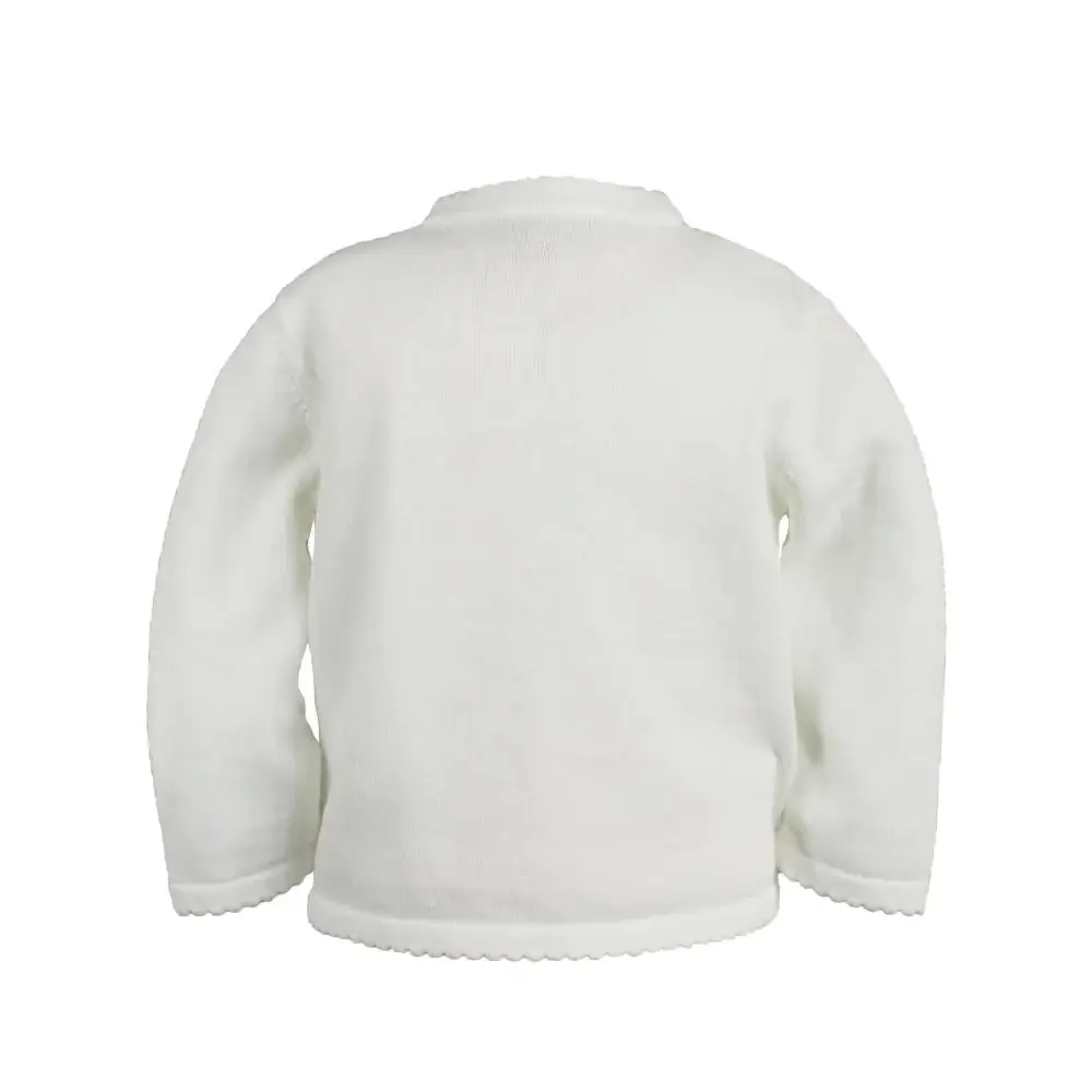 Petit Ami Scalloped Edge Cardigan Sweater - White - Image 2