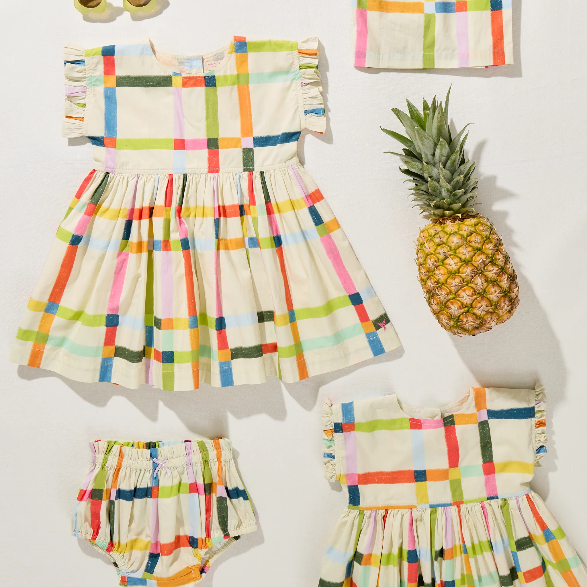 Pink Chicken - Baby Girls Adaline Dress Set - Multi Tattersall - Image 3
