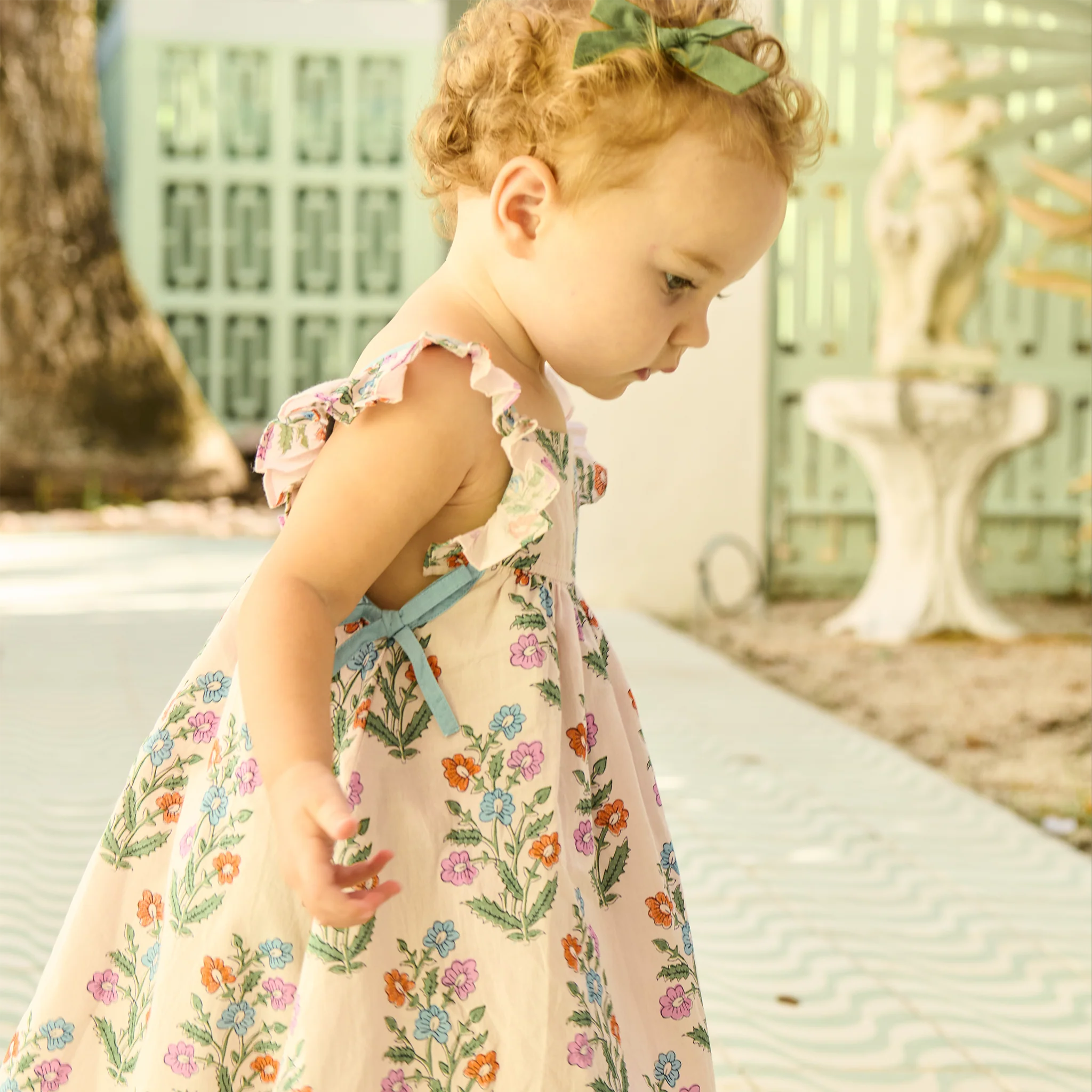 Pink Chicken - Baby Girls Ailee Dress Set -Pink Dewdrop Block Print Spring - Image 2