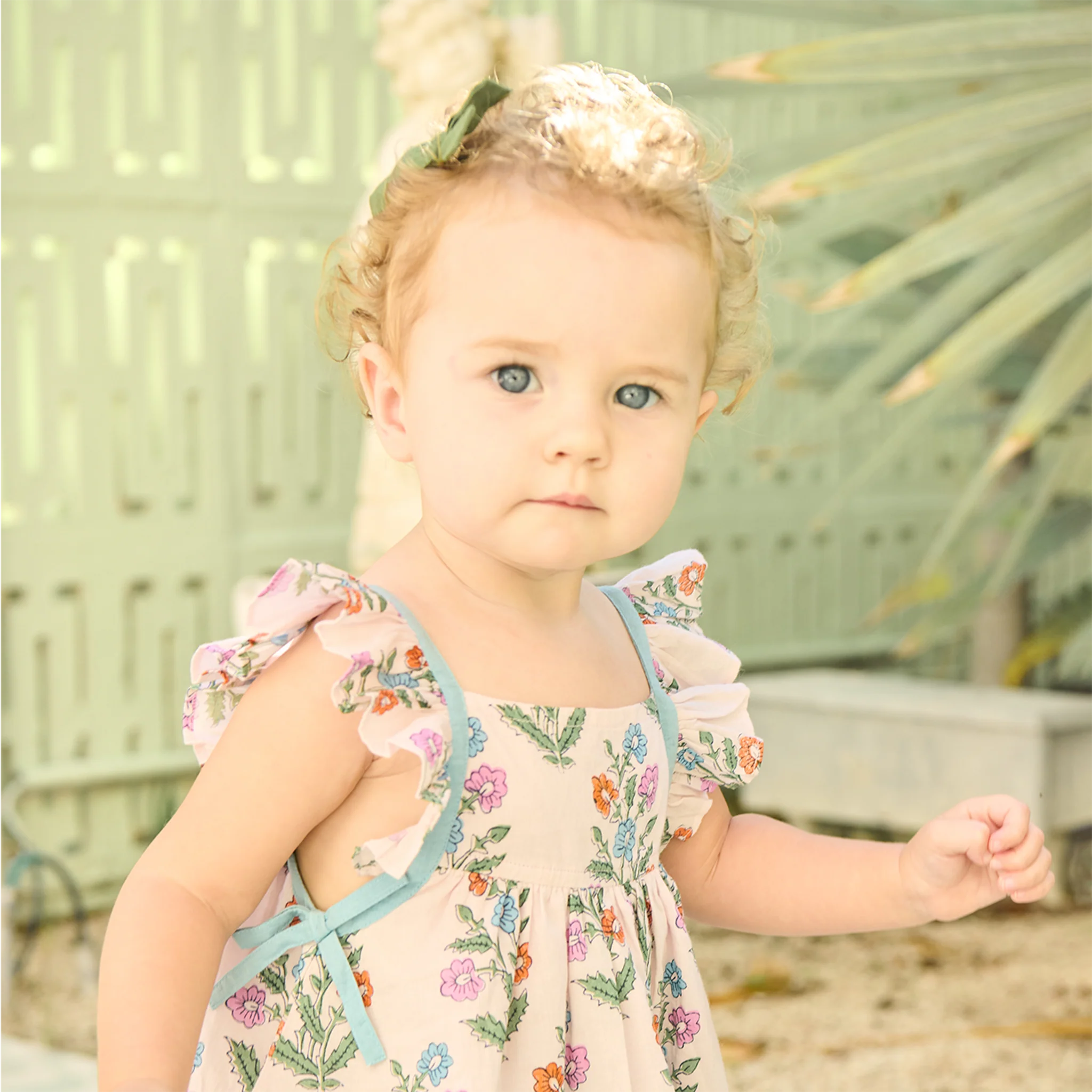 Pink Chicken - Baby Girls Ailee Dress Set -Pink Dewdrop Block Print Spring - Image 4