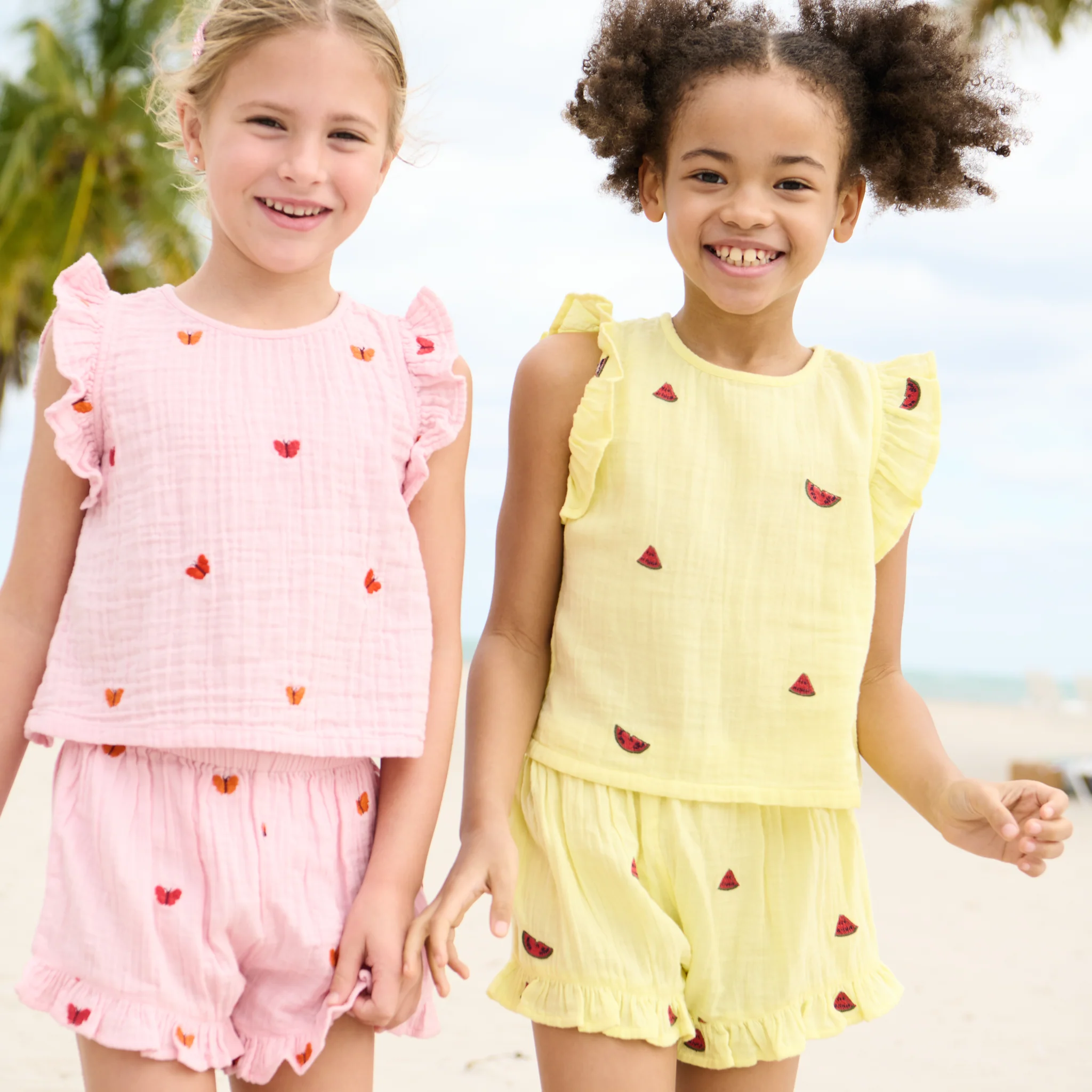 Pink Chicken - Baby Girls Girls Roey 2-PC Set - Butterfly Embroidery - Image 2