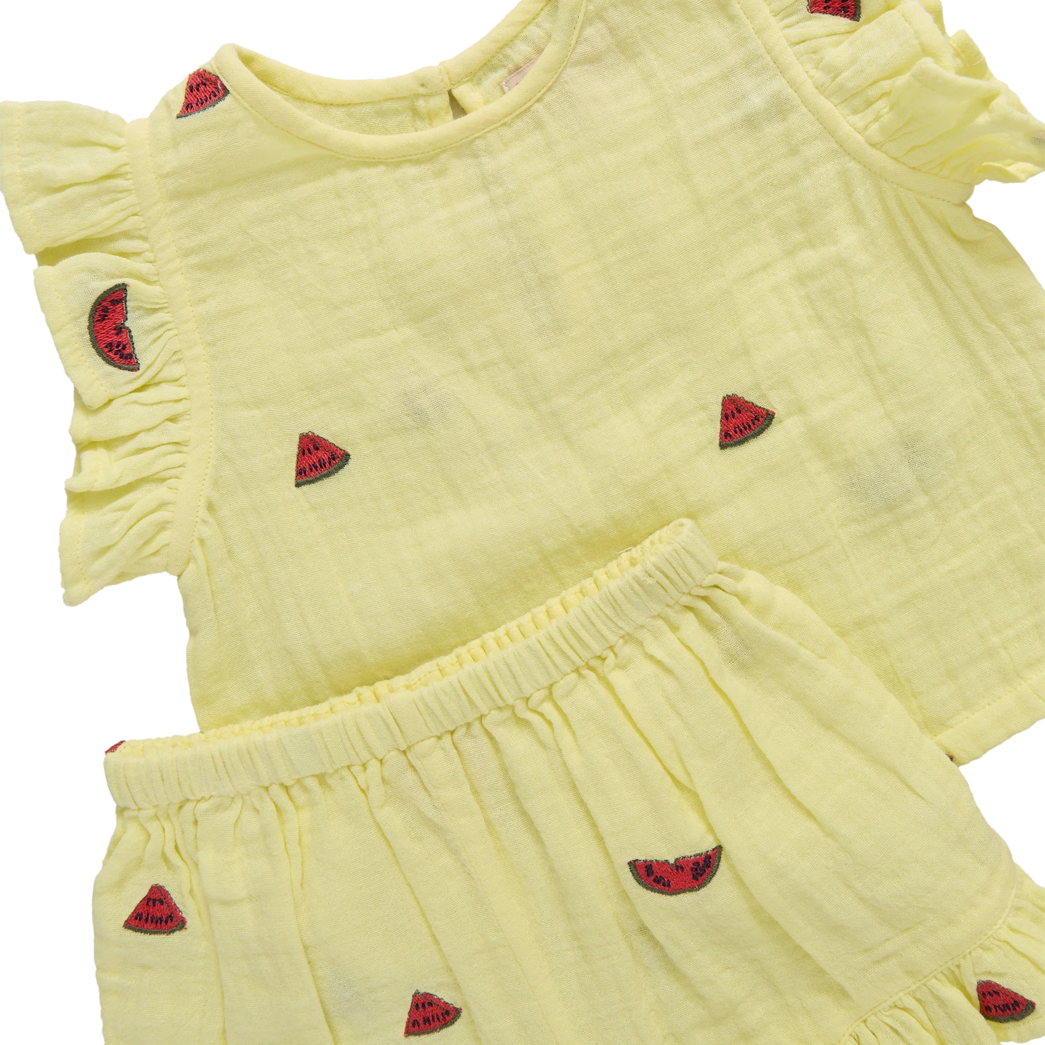 Pink Chicken - Baby Girls Girls Roey 2-PC Set - Watermelon Embroidery - Image 3