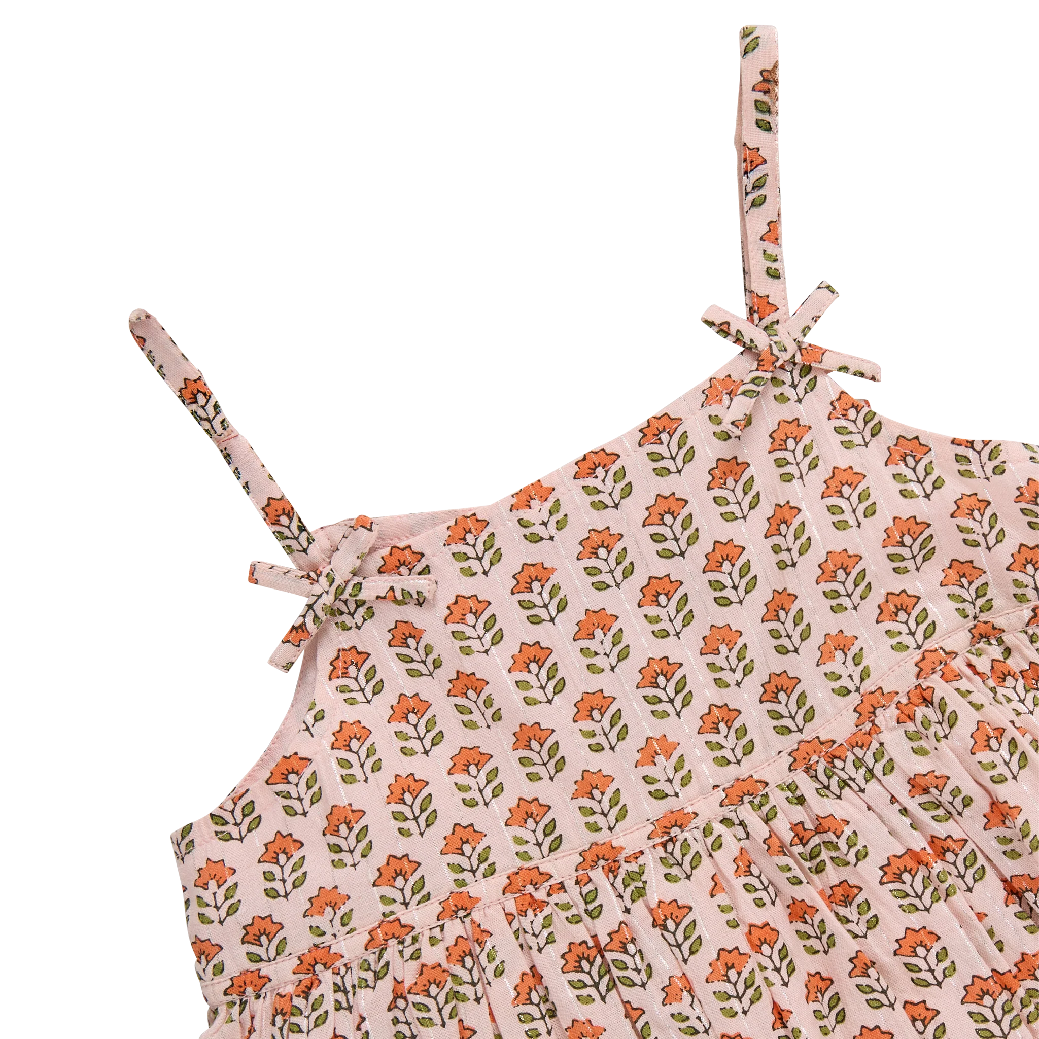 Pink Chicken - Baby Girls Tia Dress Set -Pink Prairie Block Print - Image 3