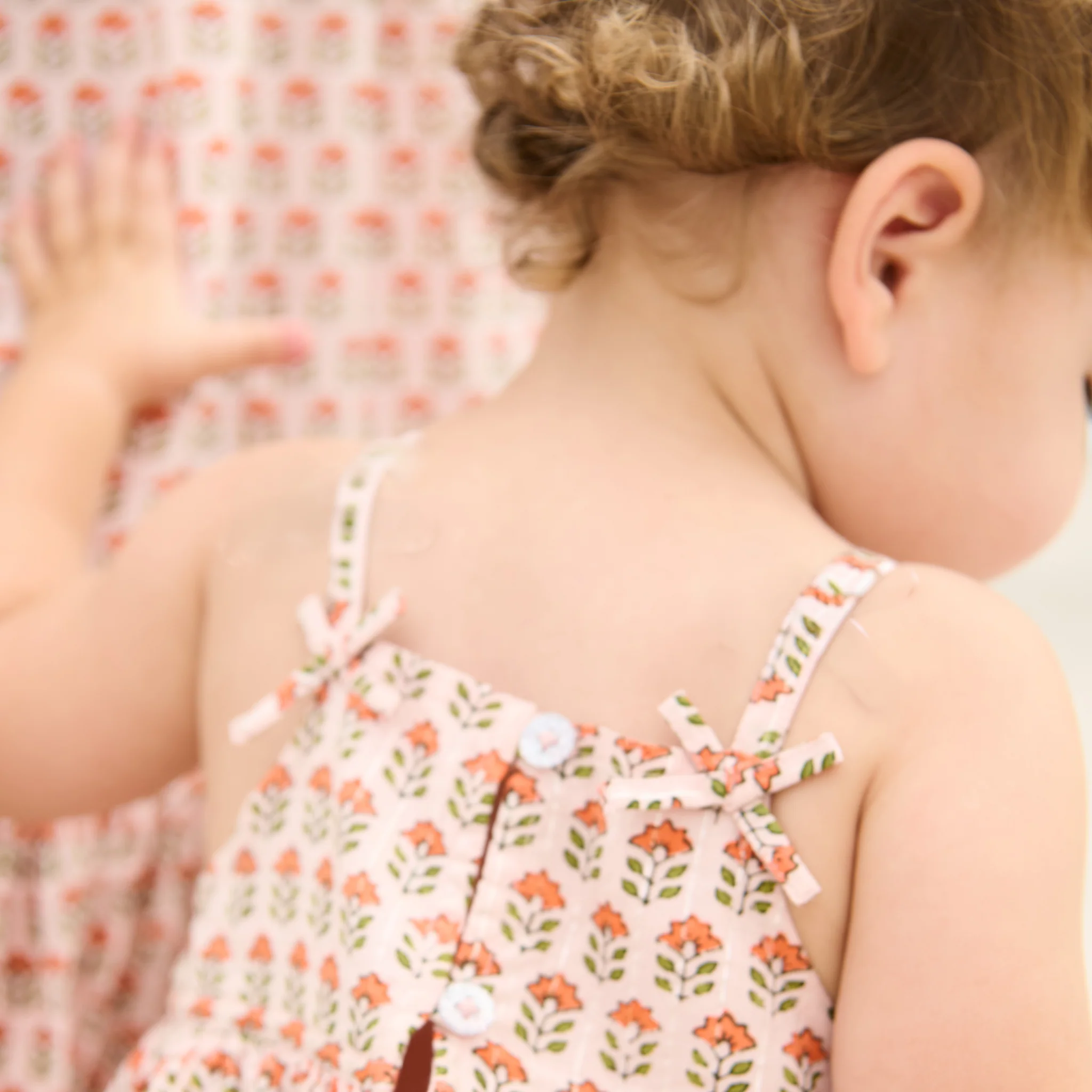 Pink Chicken - Baby Girls Tia Dress Set -Pink Prairie Block Print - Image 4