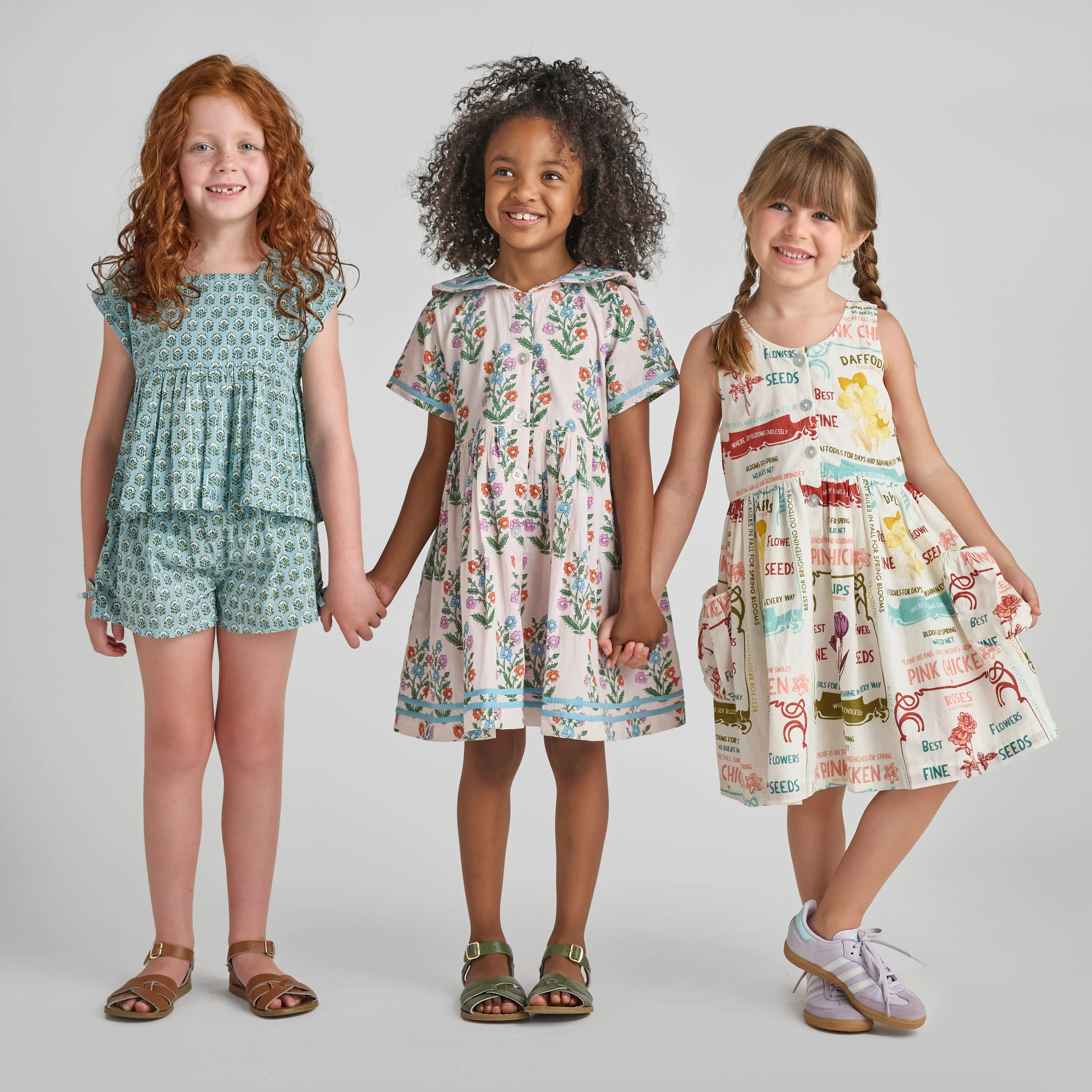 Pink Chicken - Girls Elowen Dress - Pink Dewdrop Block Print Spring - Image 2