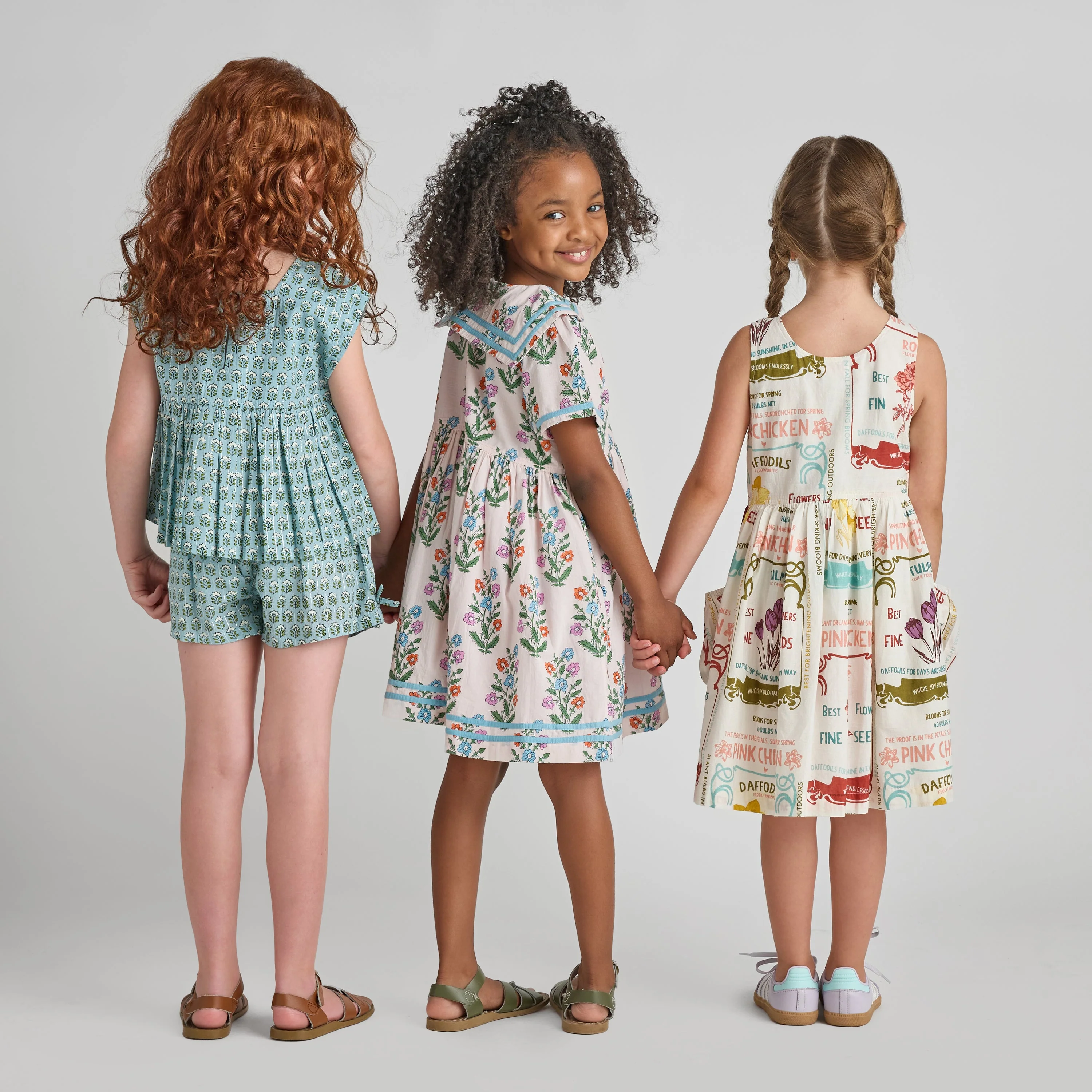 Pink Chicken - Girls Elowen Dress - Pink Dewdrop Block Print Spring - Image 4