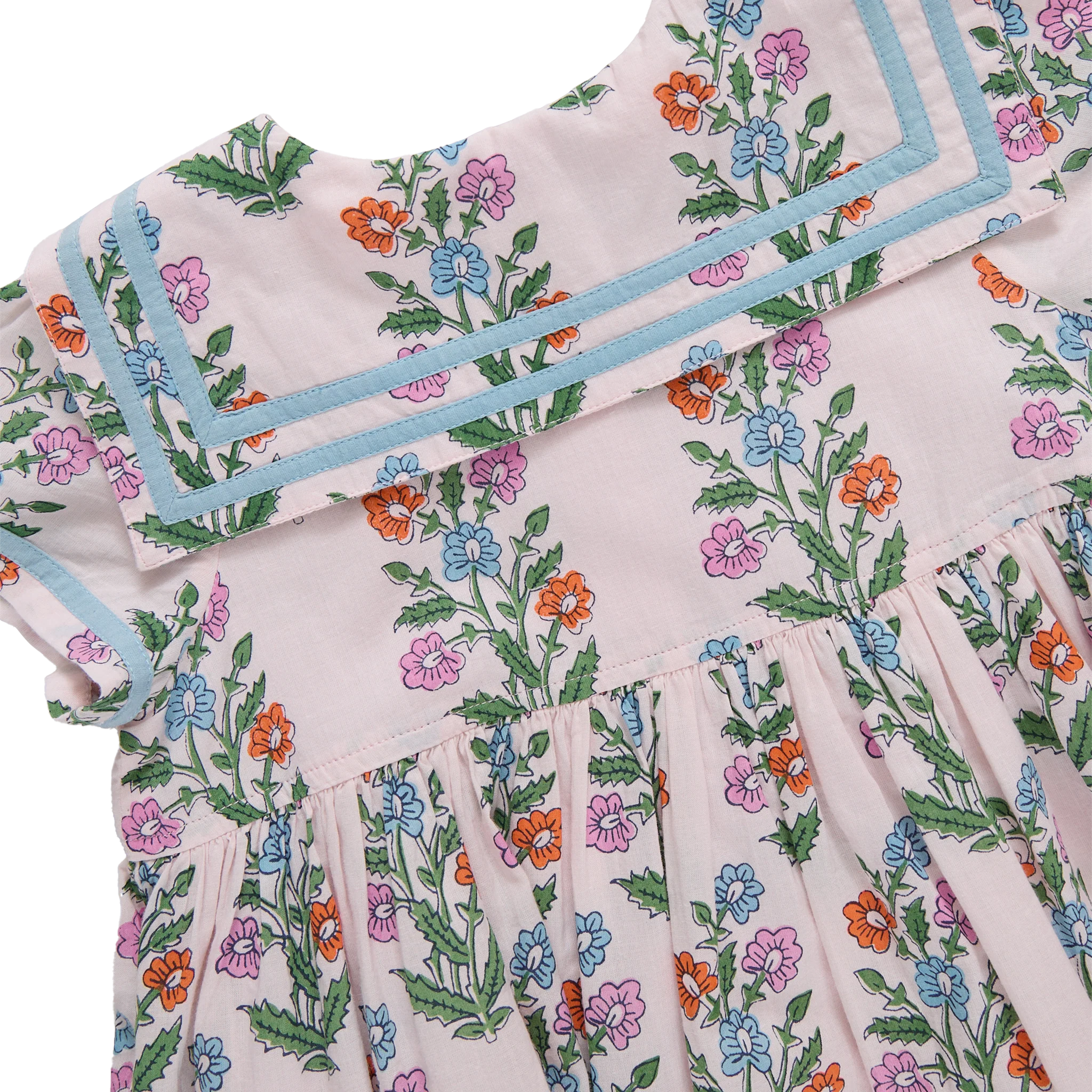 Pink Chicken - Girls Elowen Dress - Pink Dewdrop Block Print Spring - Image 5