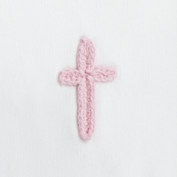 Pink Crochet Cross Bib - Image 2
