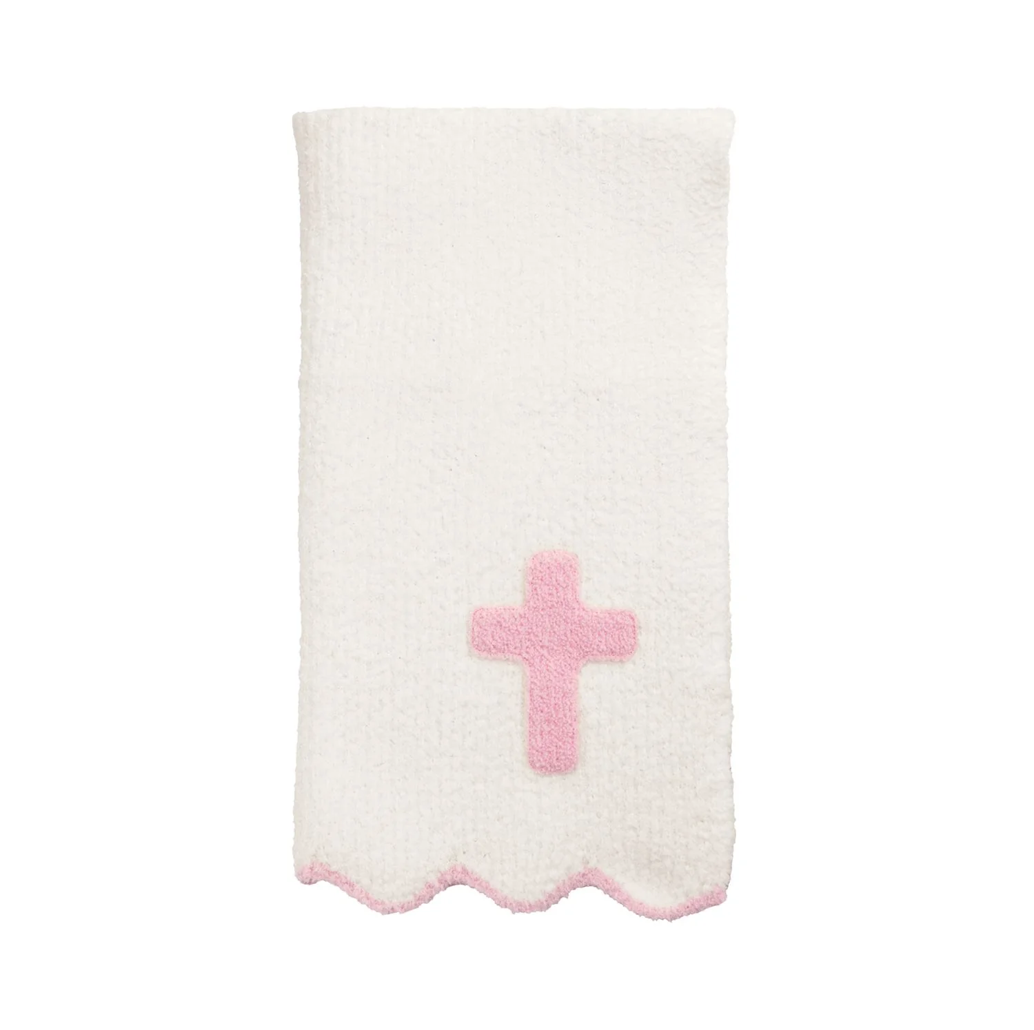 Pink Cross Chenille Baby Blanket - Image 2