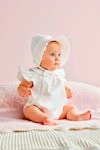 White with Pink Smocked Baby Bonnet - Image 2