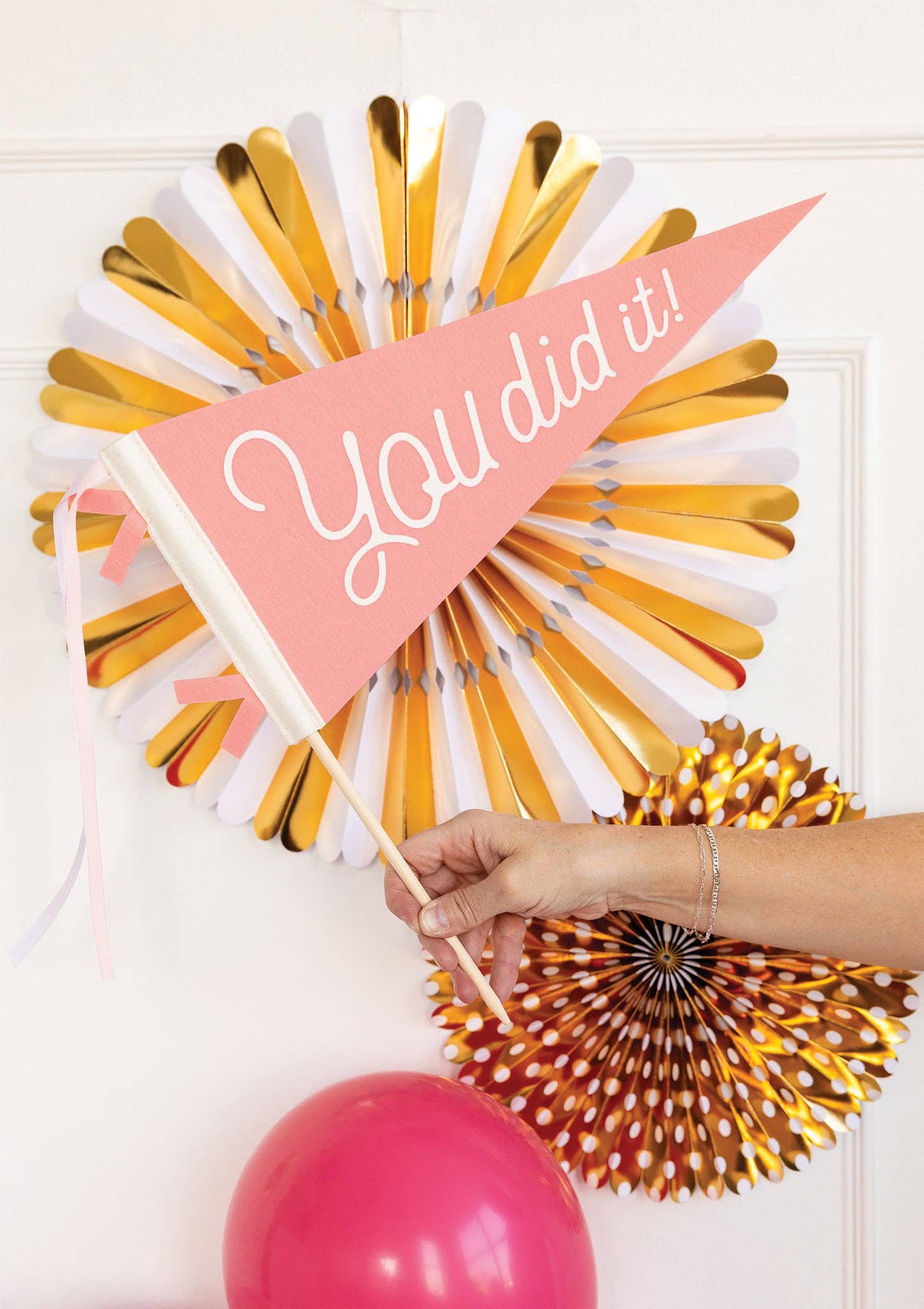 PLHB148 - Pink You Did It Felt Pennant Banner - Image 3