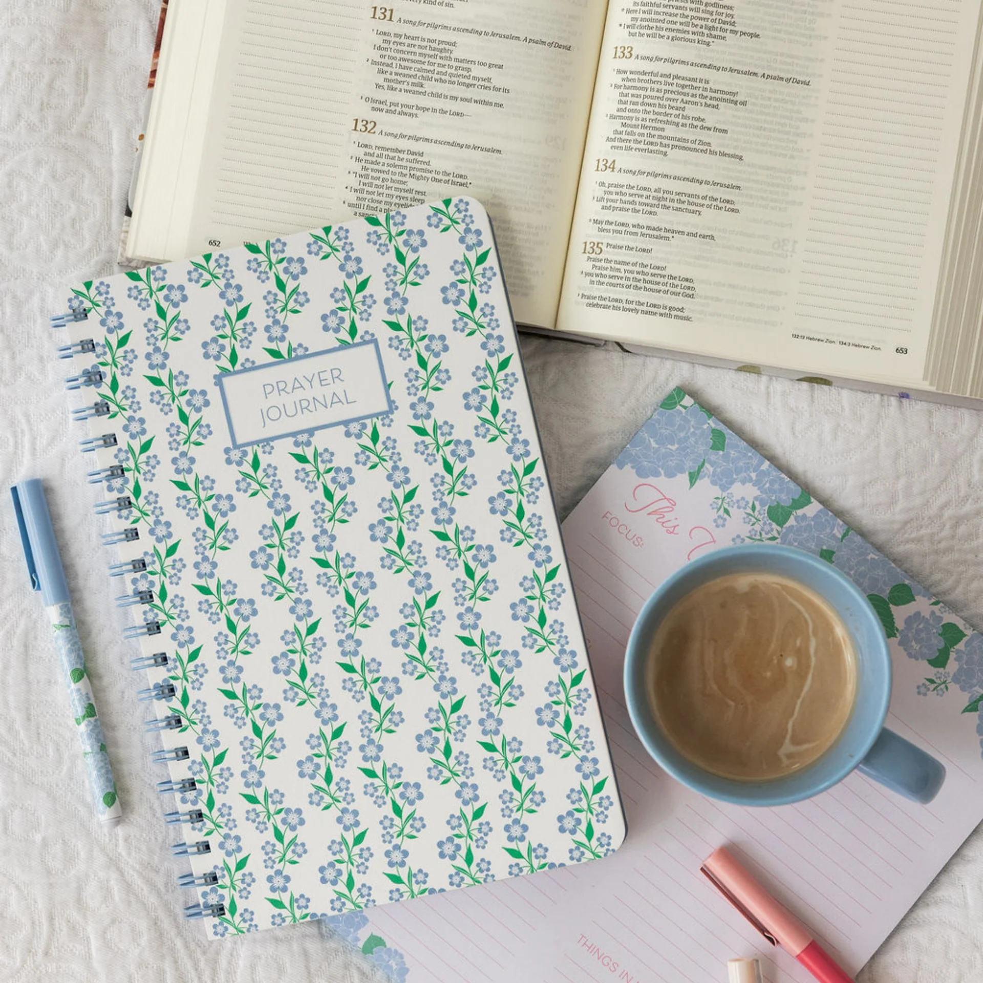 PRAYER JOURNAL, BLUE FLORAL - Image 3