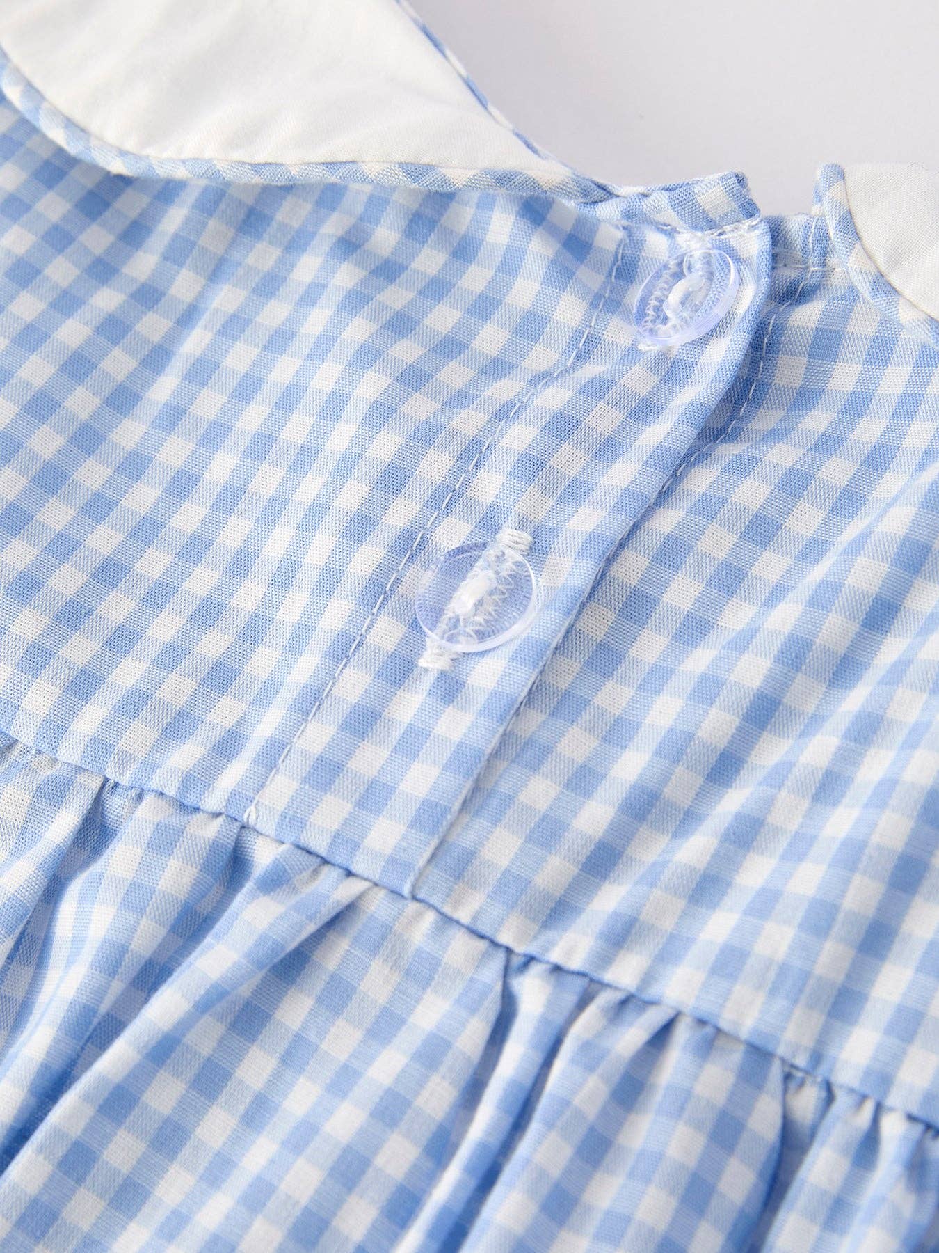 Rylee Faith Blue Rabbit Embroidery Plaid Baby Collar Dress - Image 5