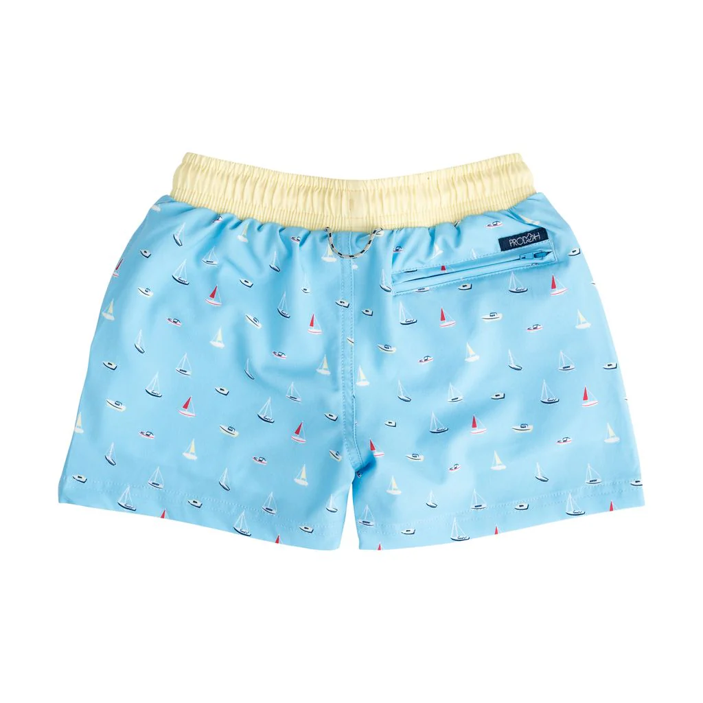 PRODOH Boys' Boogie Board Swim Trunk Baltic Sea Boats In The Bay Print - Image 2