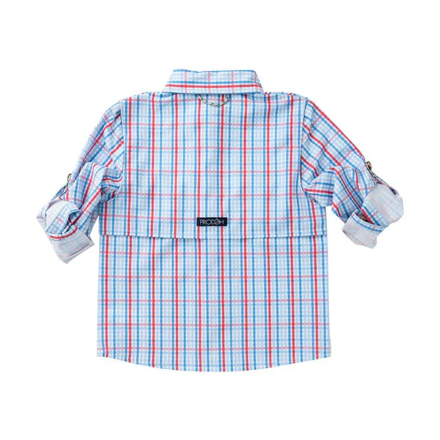 PRODOH Long Sleeve Founders Kids Fishing Shirt Patriotic Plaid - Image 2