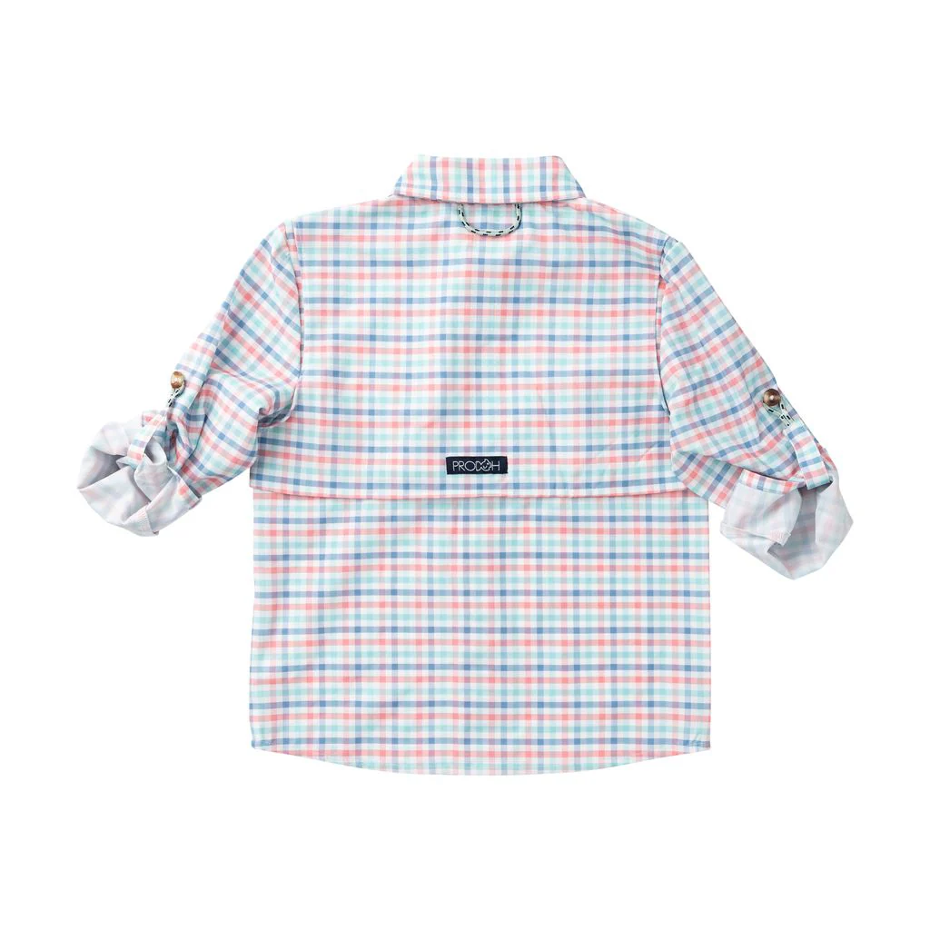 PRODOH Long Sleeve Founders Kids Fishing Shirt Strawberry Ice Tide Point Plaid - Image 2