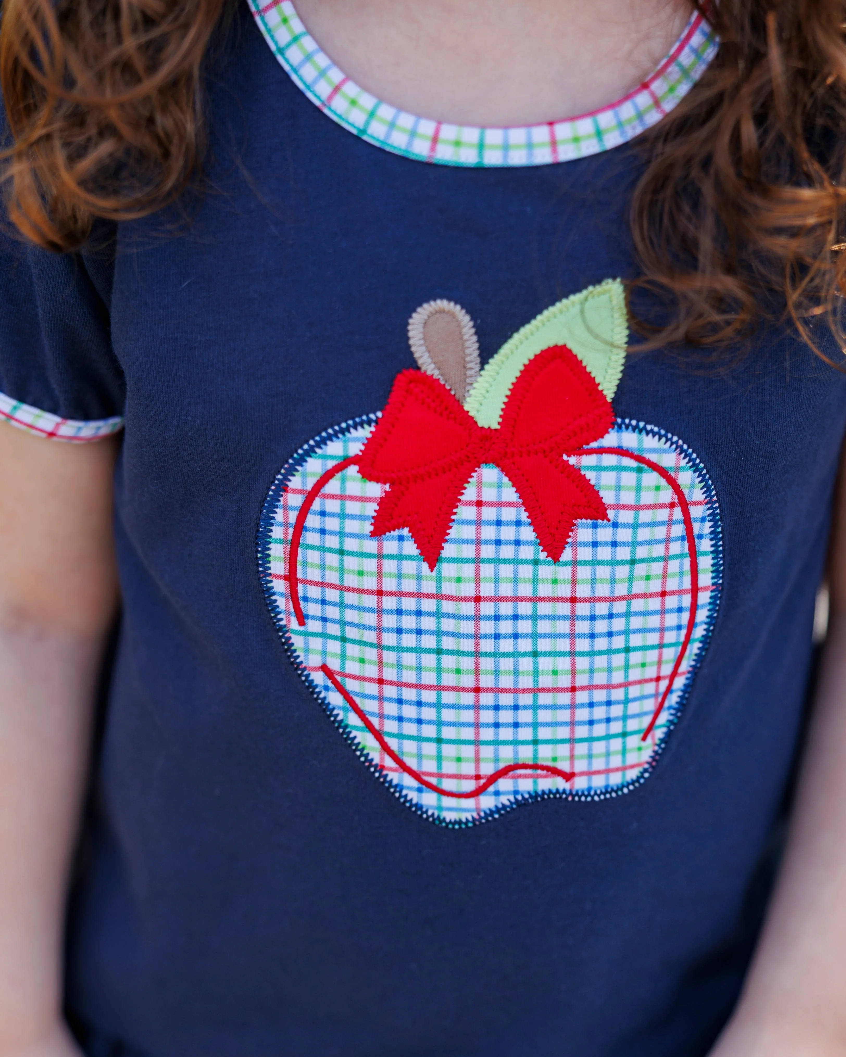 Primary Plaid Apple Ruffle Short Set - Image 3