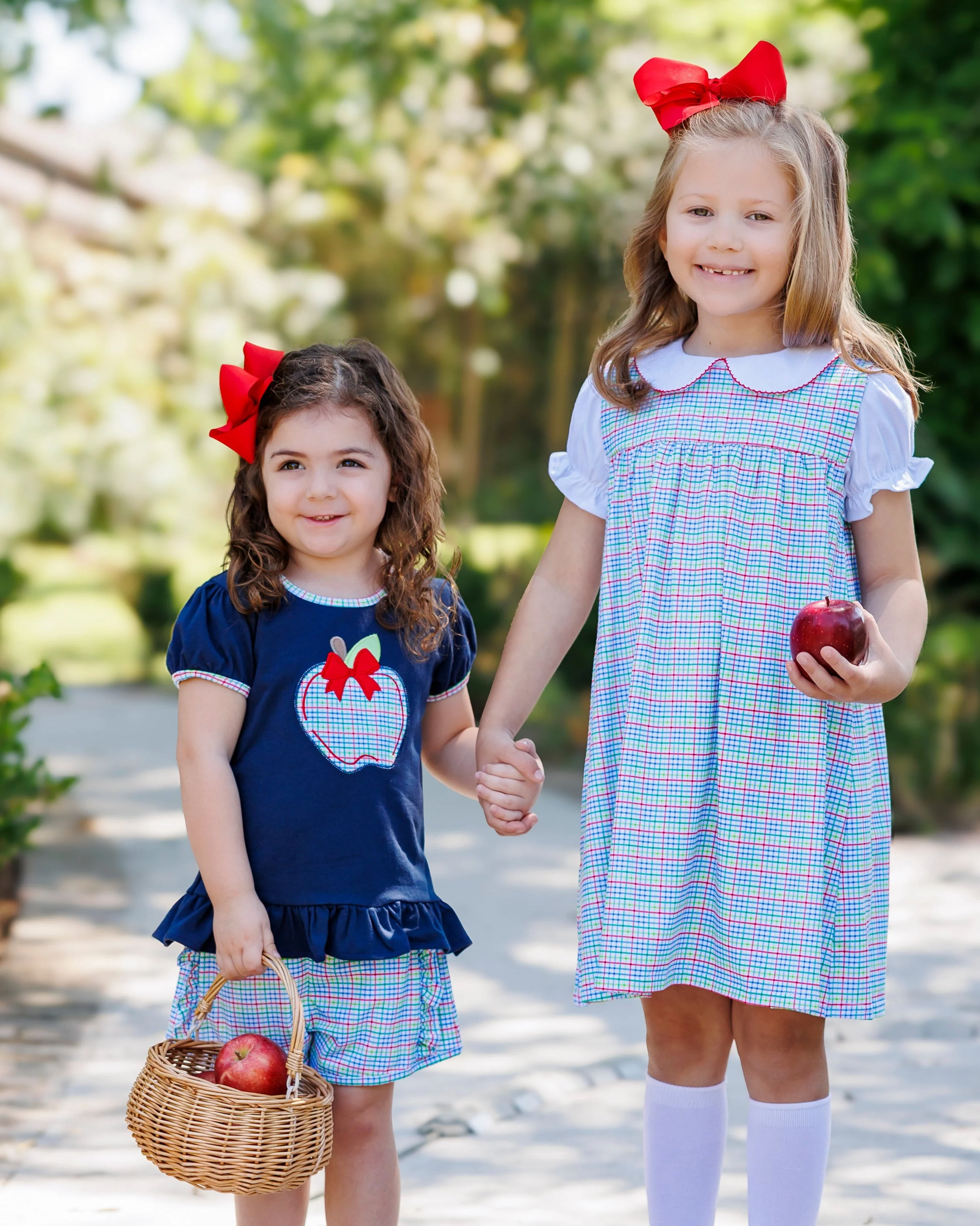 Primary Plaid Apple Ruffle Short Set - Image 6