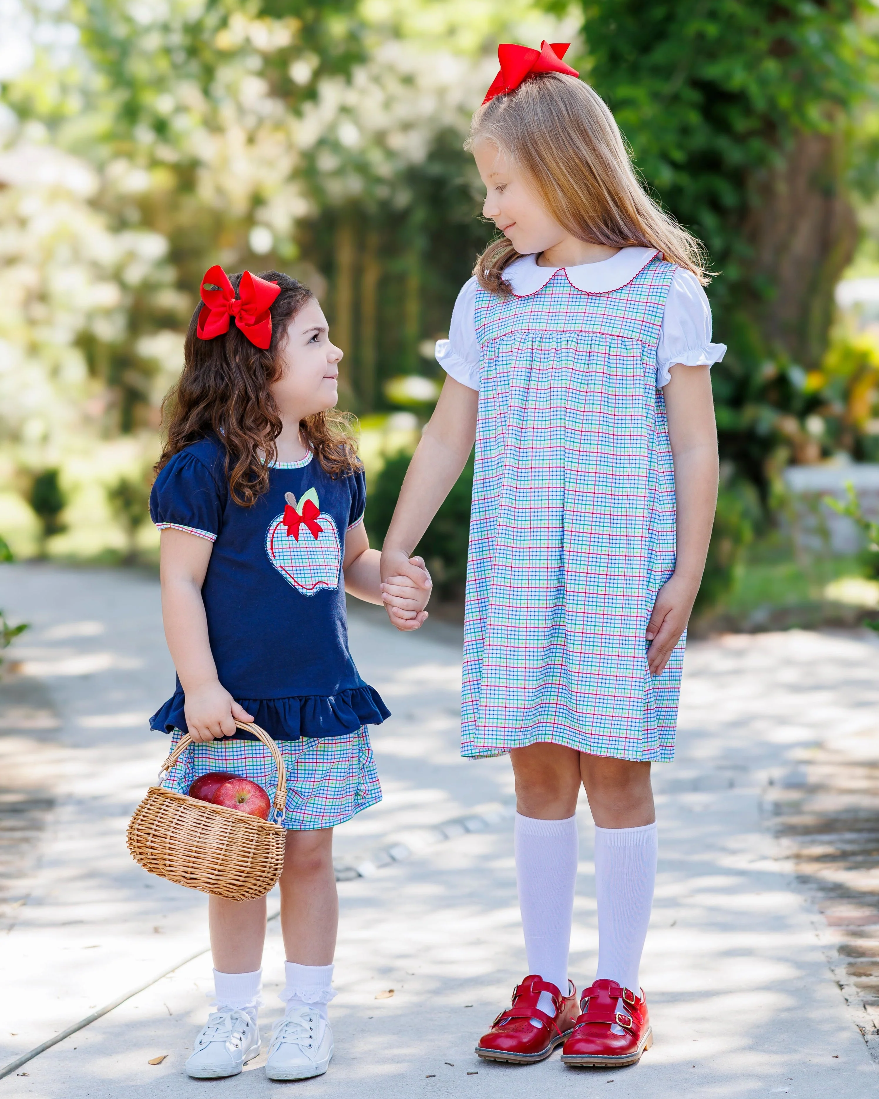 Primary Plaid Apple Ruffle Short Set - Image 7