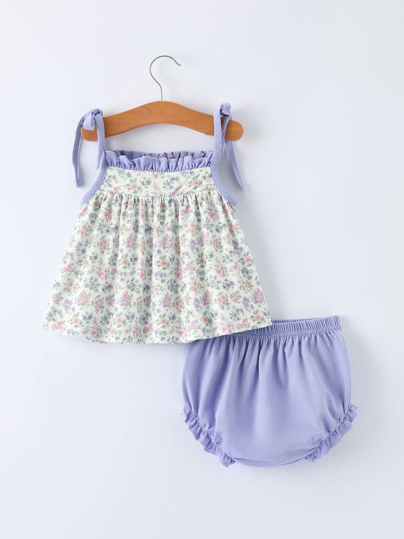 Purple Floral Smocked Embroidery Baby Girls Bloomers Set - Image 2