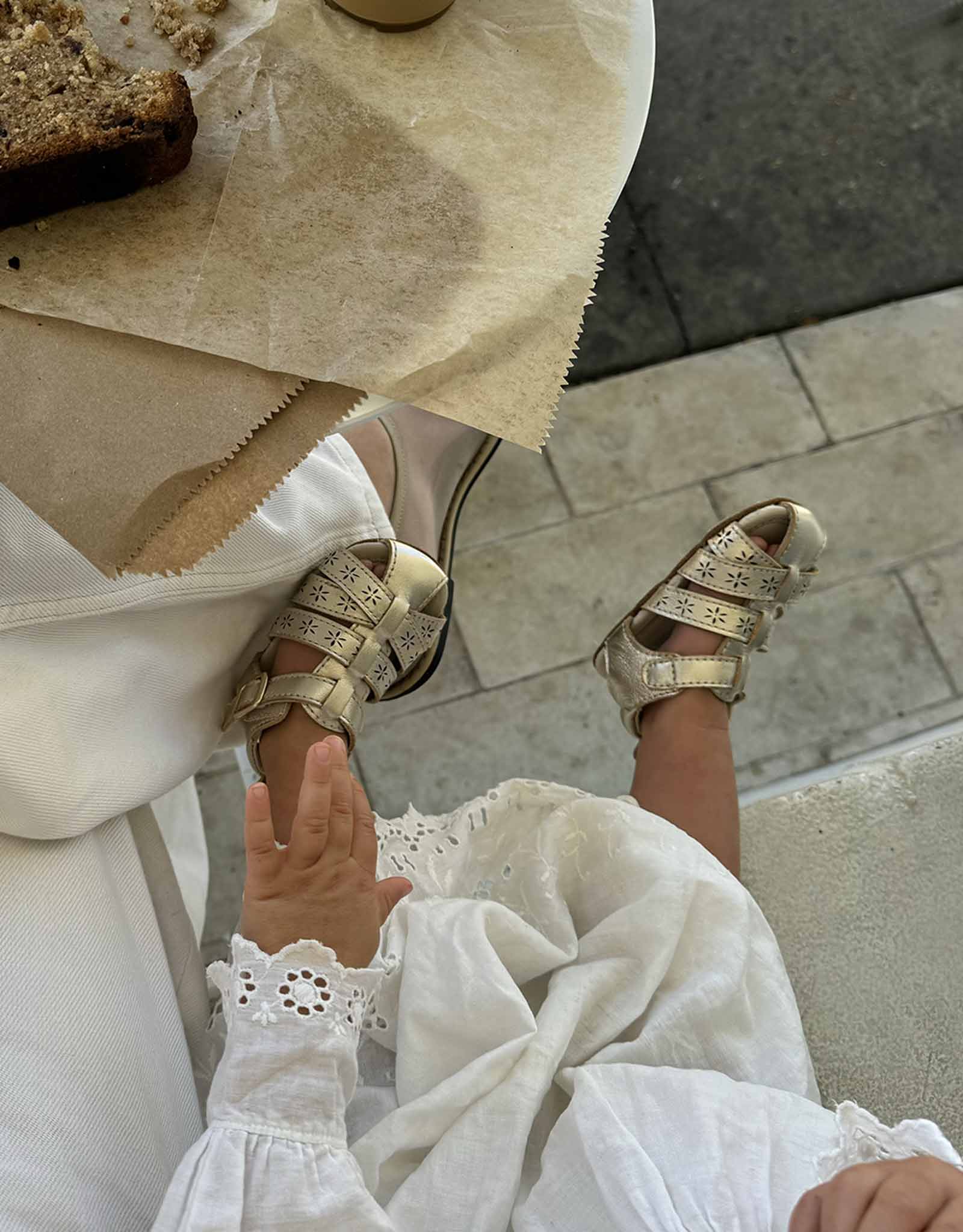 Robeez- Fleur First Kicks Sandals Gold - Image 2