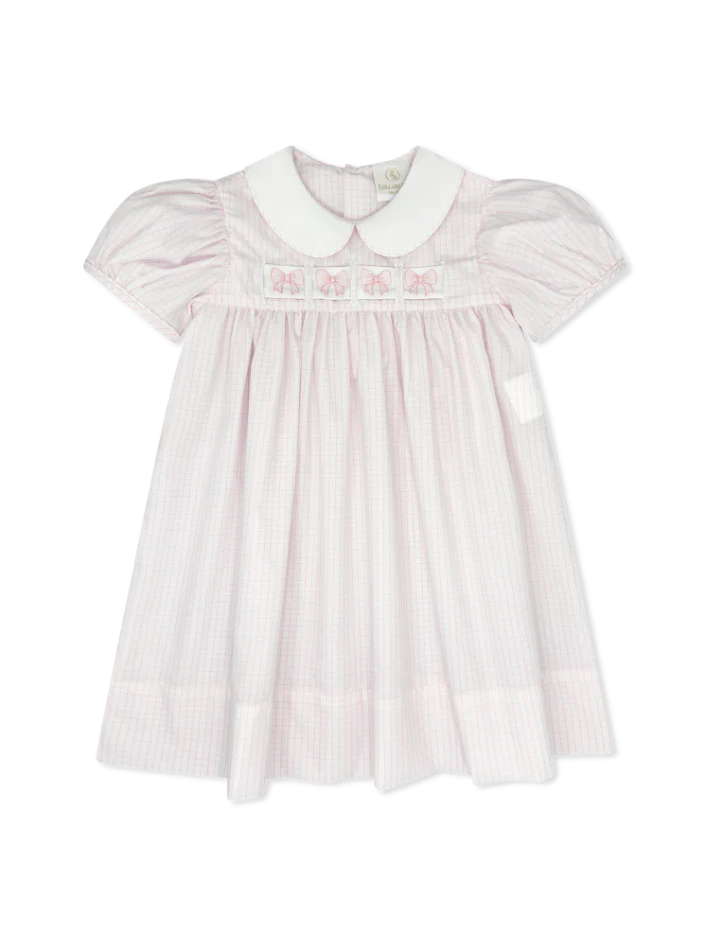 RUTH RIBBON DRESS- CLASSIC PINK WINDOWPANE - Image 2