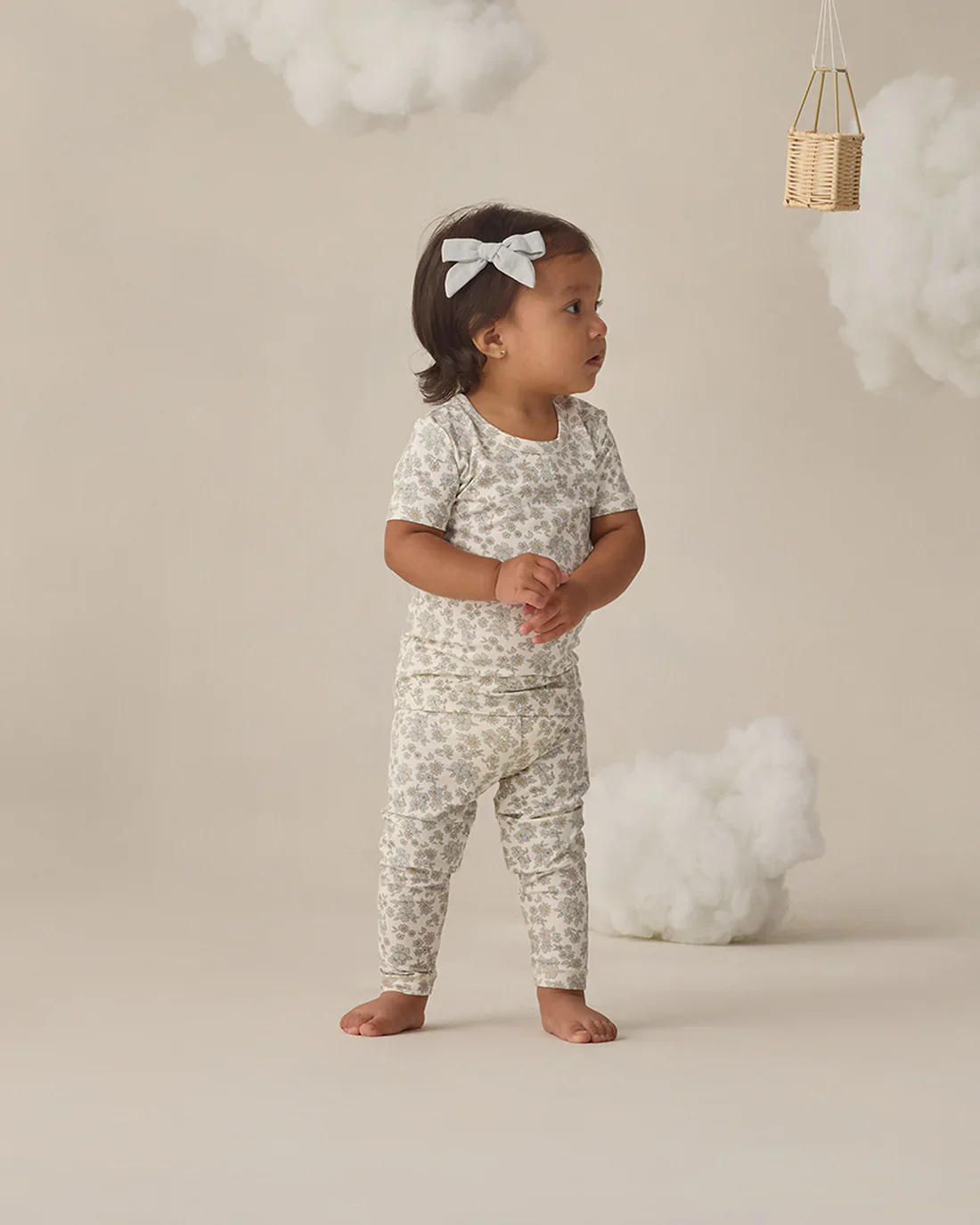 QUINCY MAE BAMBOO SHORT SLEEVE PAJAMA SET BLUE FLORAL - Image 3
