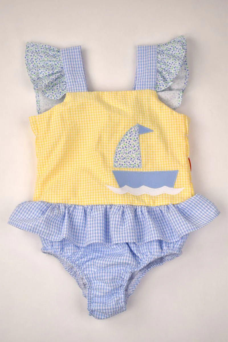 Sailboat Seersucker Swim Collection – Boys & Girls by Funtasia Too! - Image 3