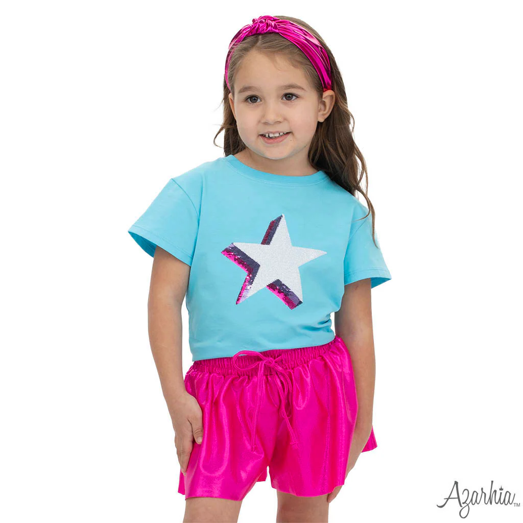 Azarhia Sequin Stars Turquoise Tee - Image 3