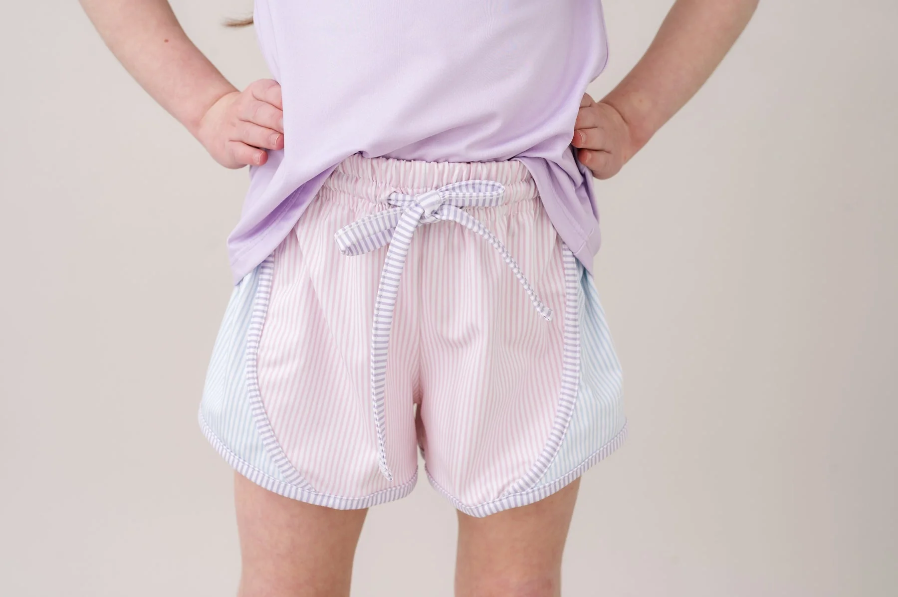 Set Athletics Elise Short - Cotton Candy Pink, Cotton Candy Blue, Petal Purple Ministripe - Image 2