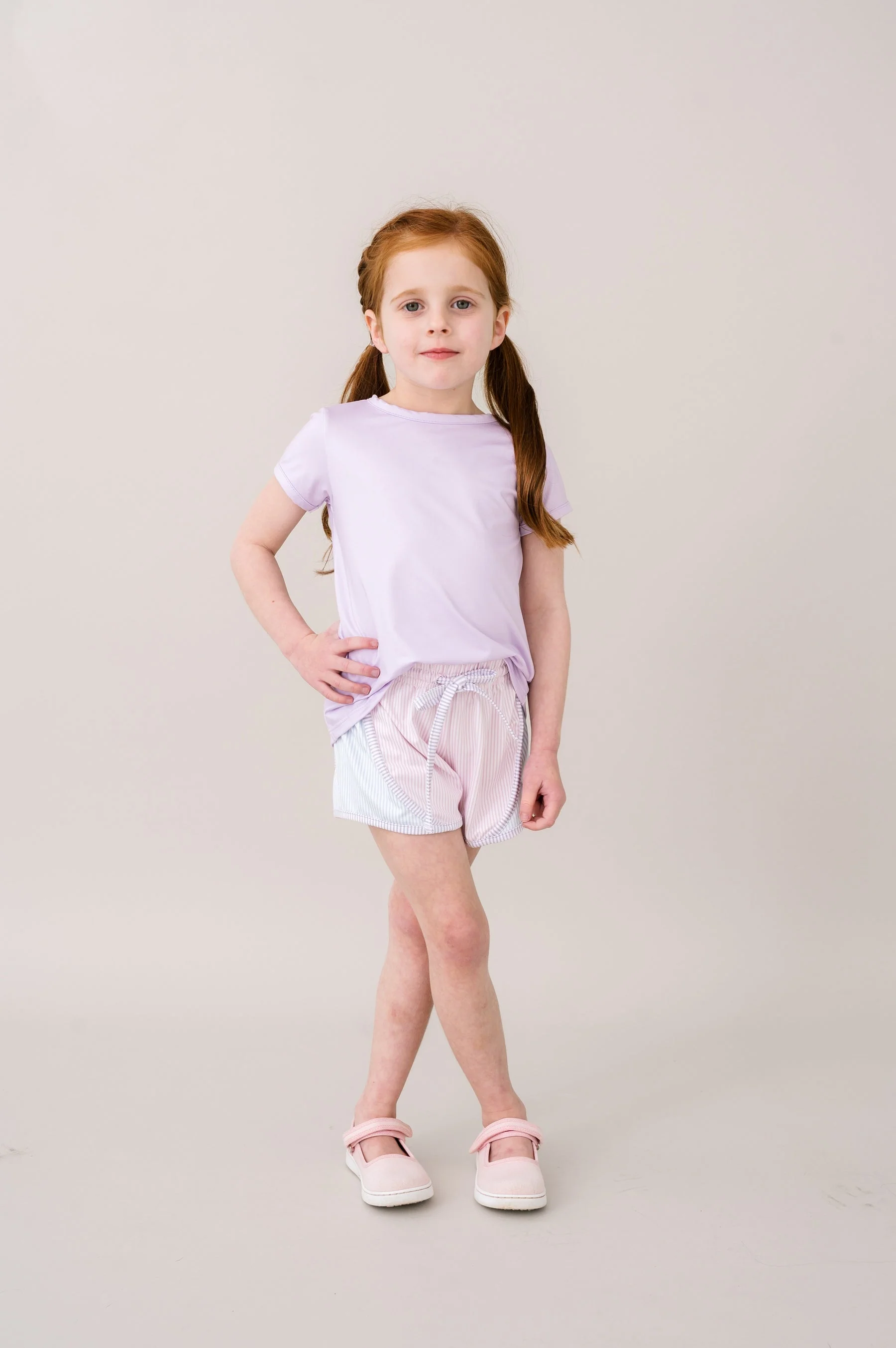 Set Athletics Elise Short - Cotton Candy Pink, Cotton Candy Blue, Petal Purple Ministripe - Image 4