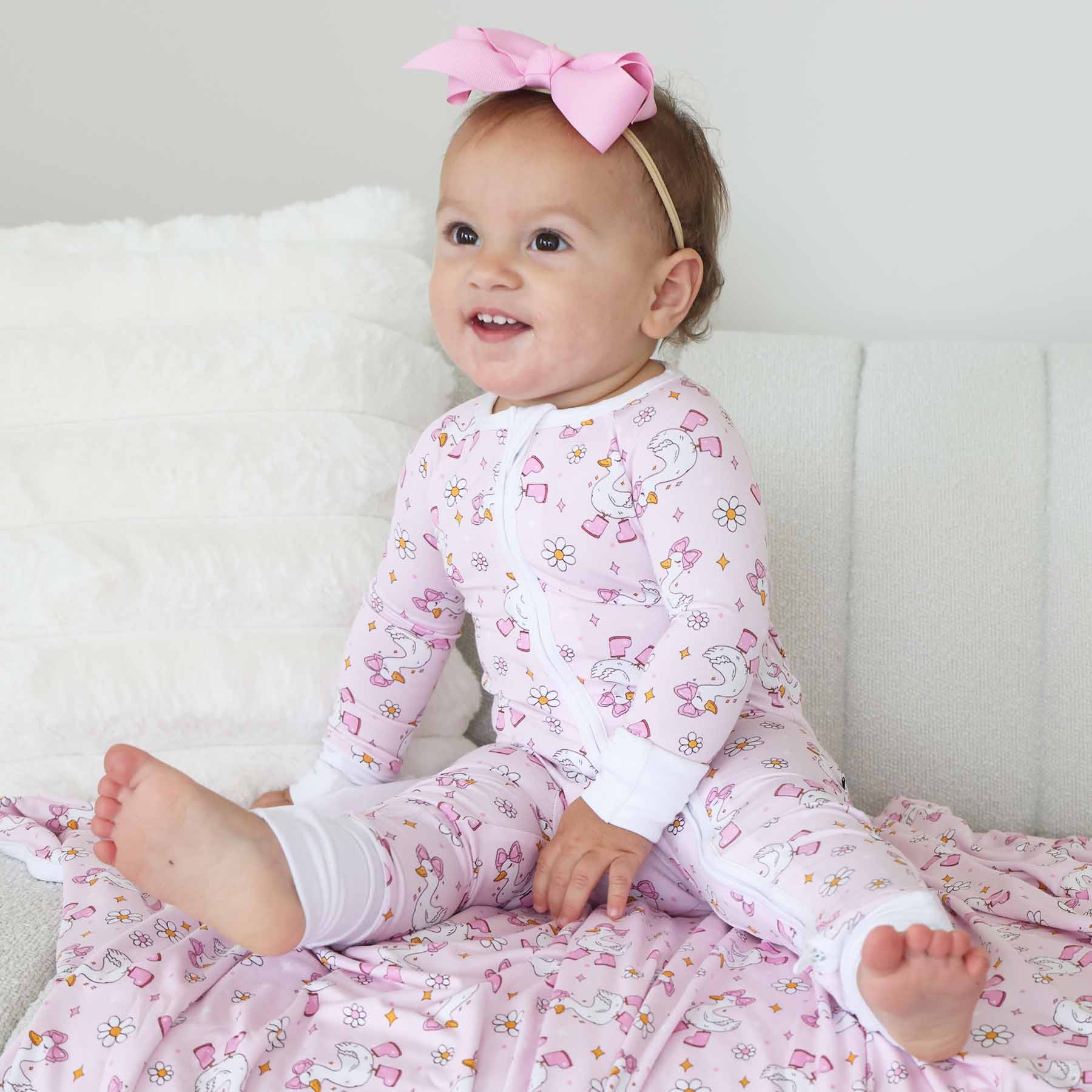 Silly Goose Convertible Zip Romper | Pink: 6-12 months - Image 12
