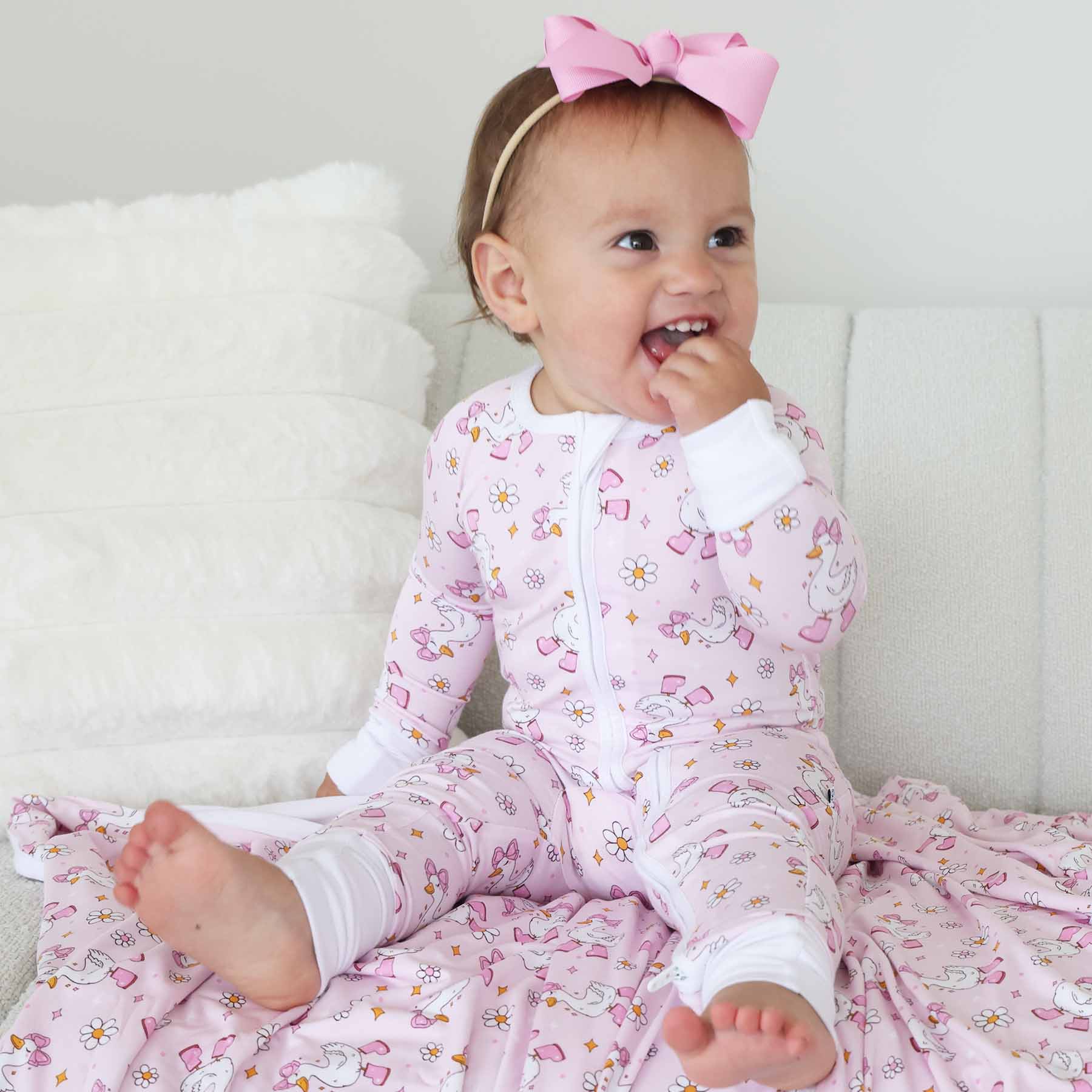 Silly Goose Convertible Zip Romper | Pink: 6-12 months - Image 13