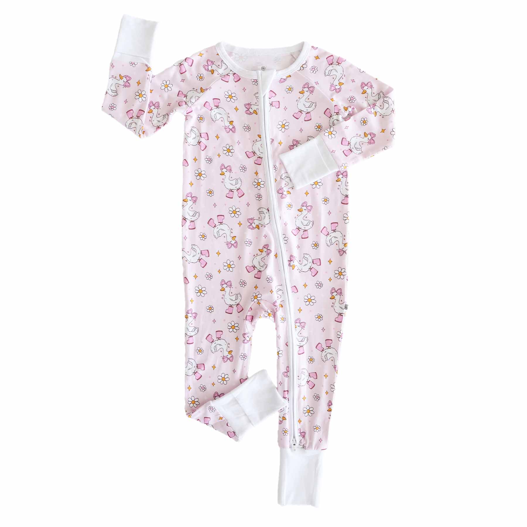 Silly Goose Convertible Zip Romper | Pink: 6-12 months - Image 2