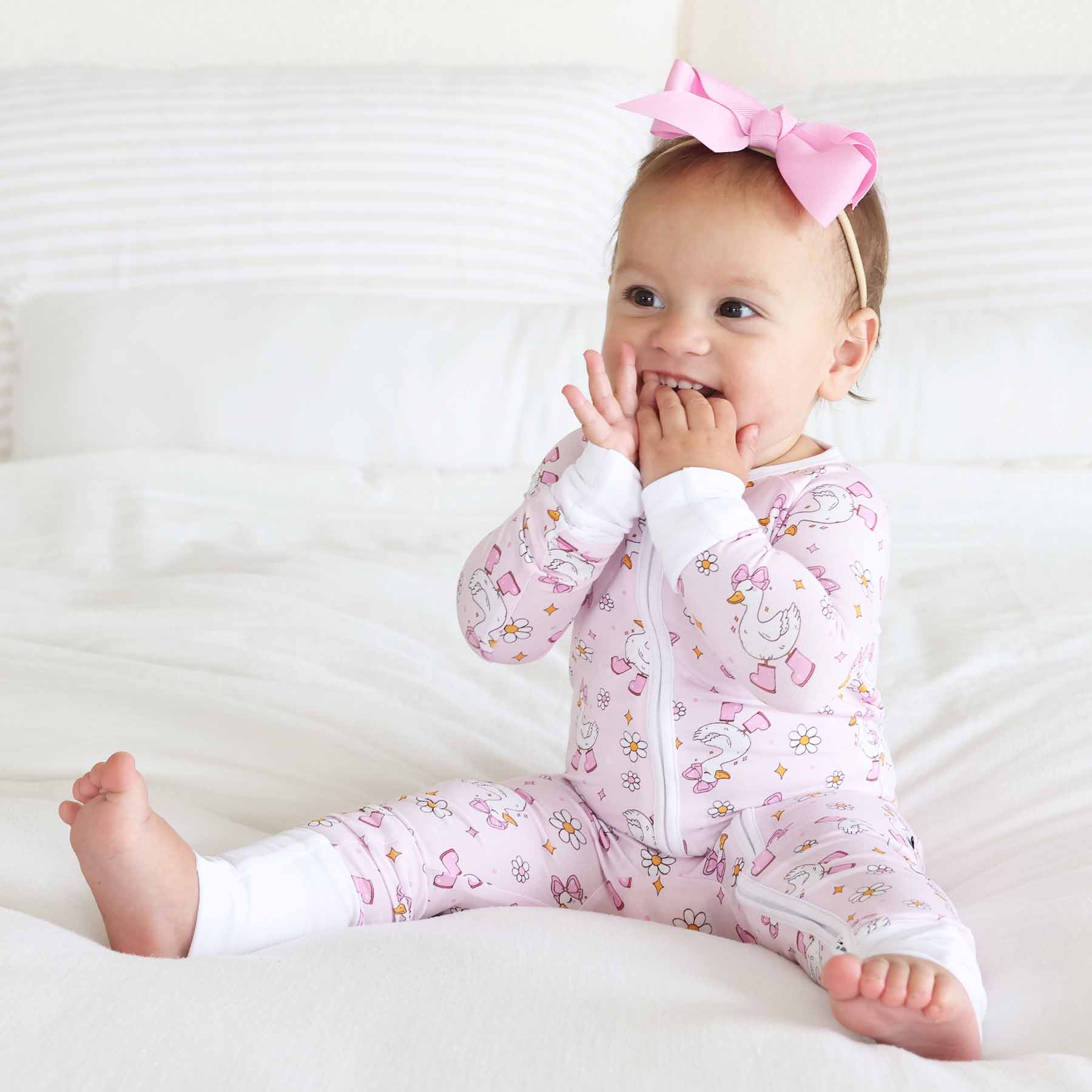 Silly Goose Convertible Zip Romper | Pink: 6-12 months - Image 3
