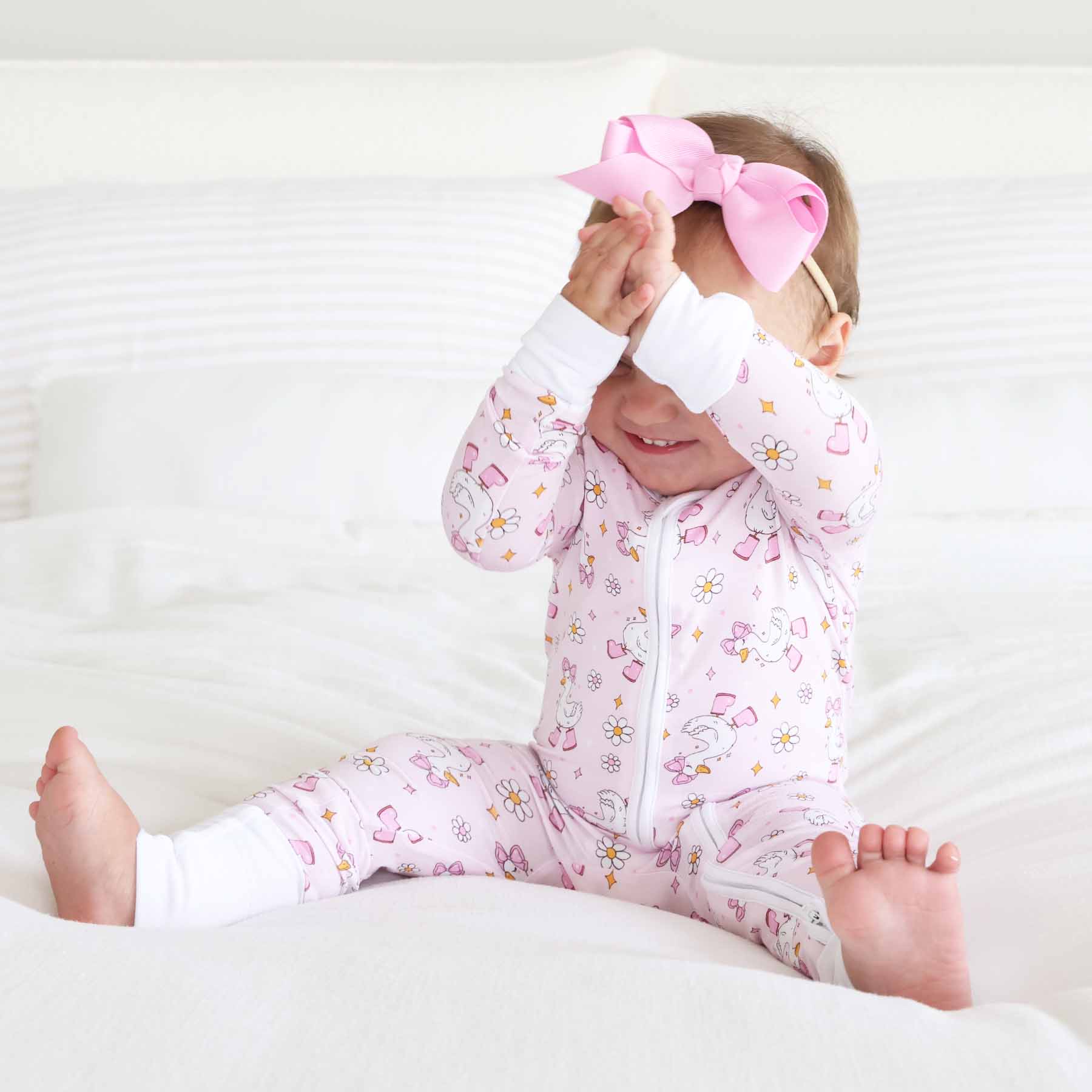 Silly Goose Convertible Zip Romper | Pink: 6-12 months - Image 9