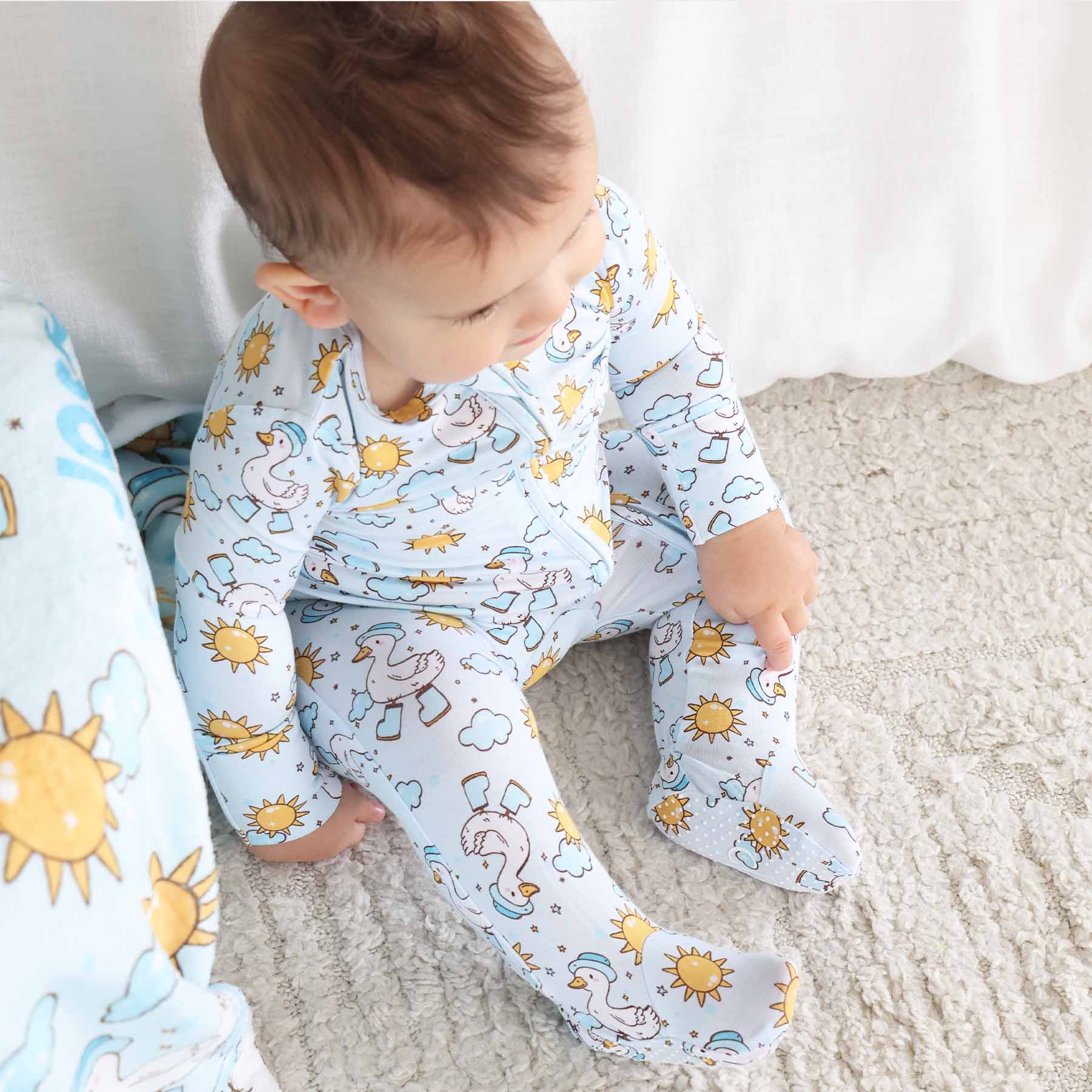 Silly Goose Zipper Footie | Blue: Silly Goose Blue - Image 10