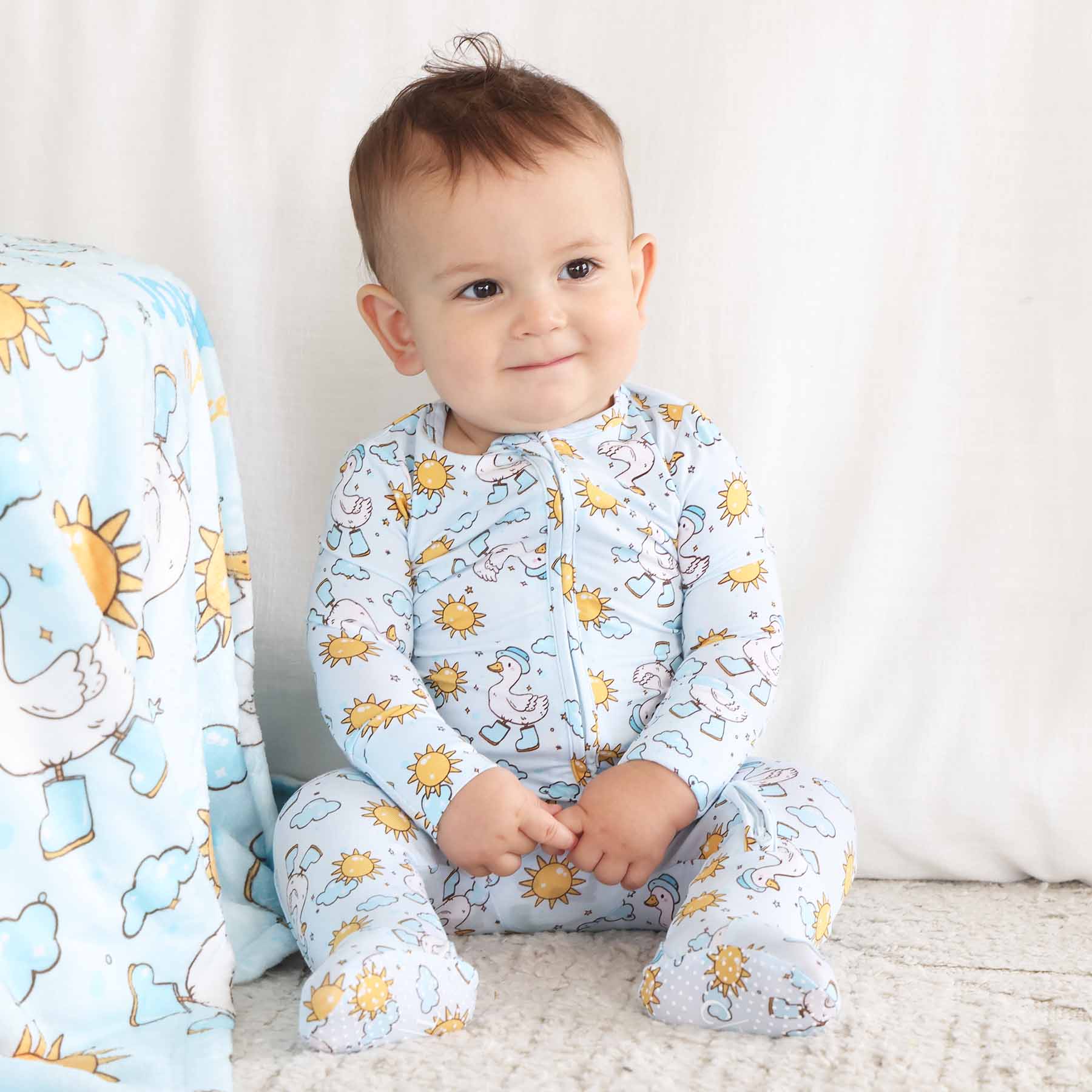 Silly Goose Zipper Footie | Blue: Silly Goose Blue - Image 12