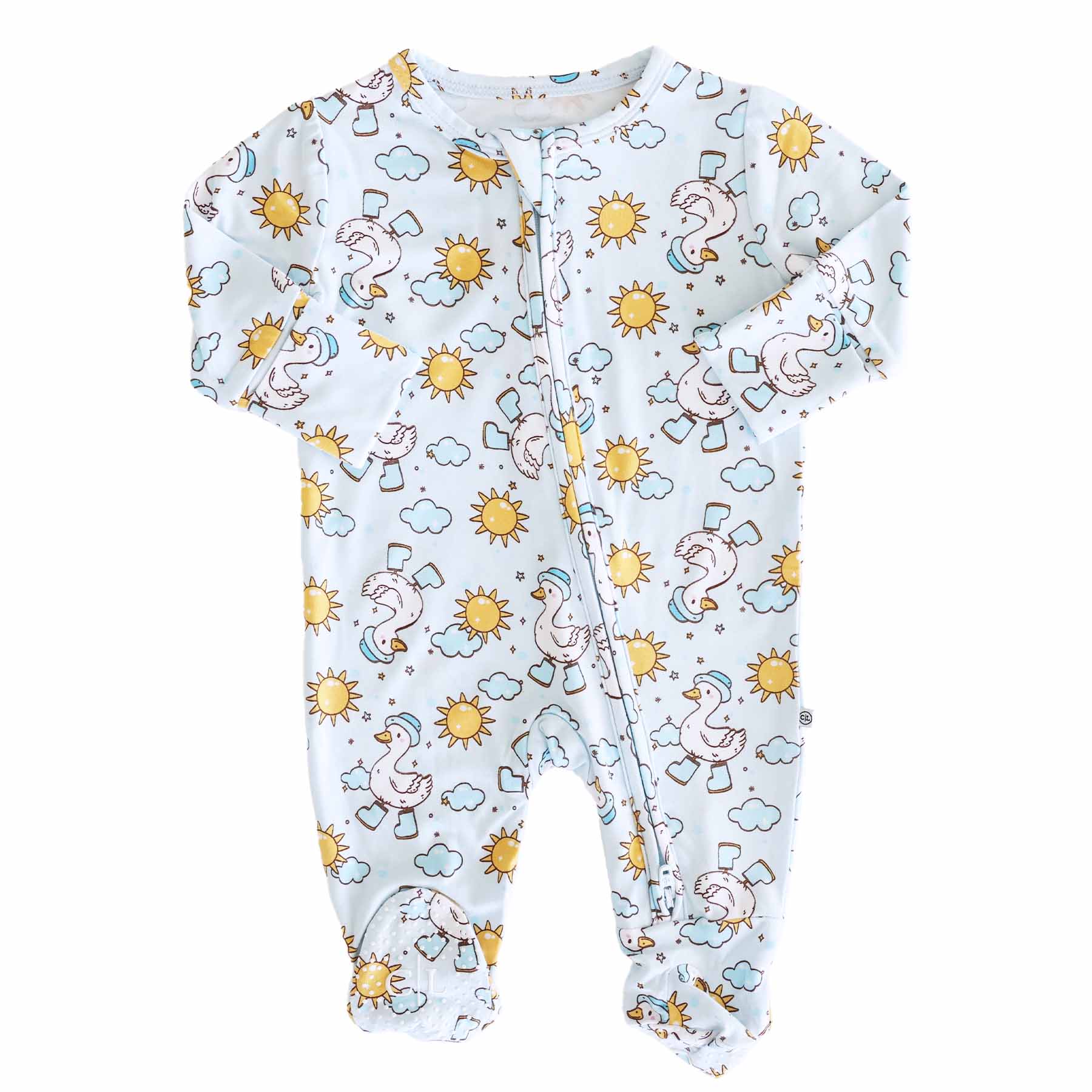 Silly Goose Zipper Footie | Blue: Silly Goose Blue - Image 2