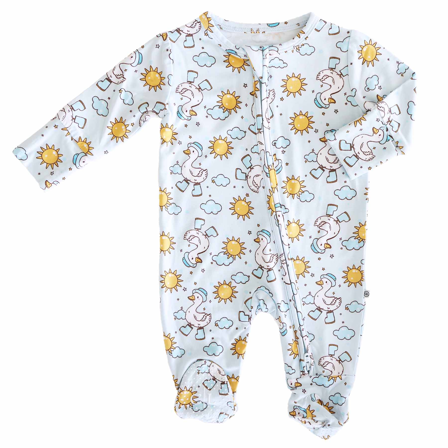 Silly Goose Zipper Footie | Blue: Silly Goose Blue - Image 7