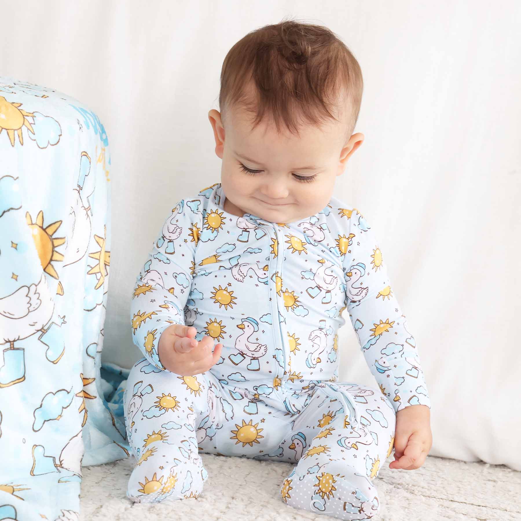 Silly Goose Zipper Footie | Blue: Silly Goose Blue - Image 8