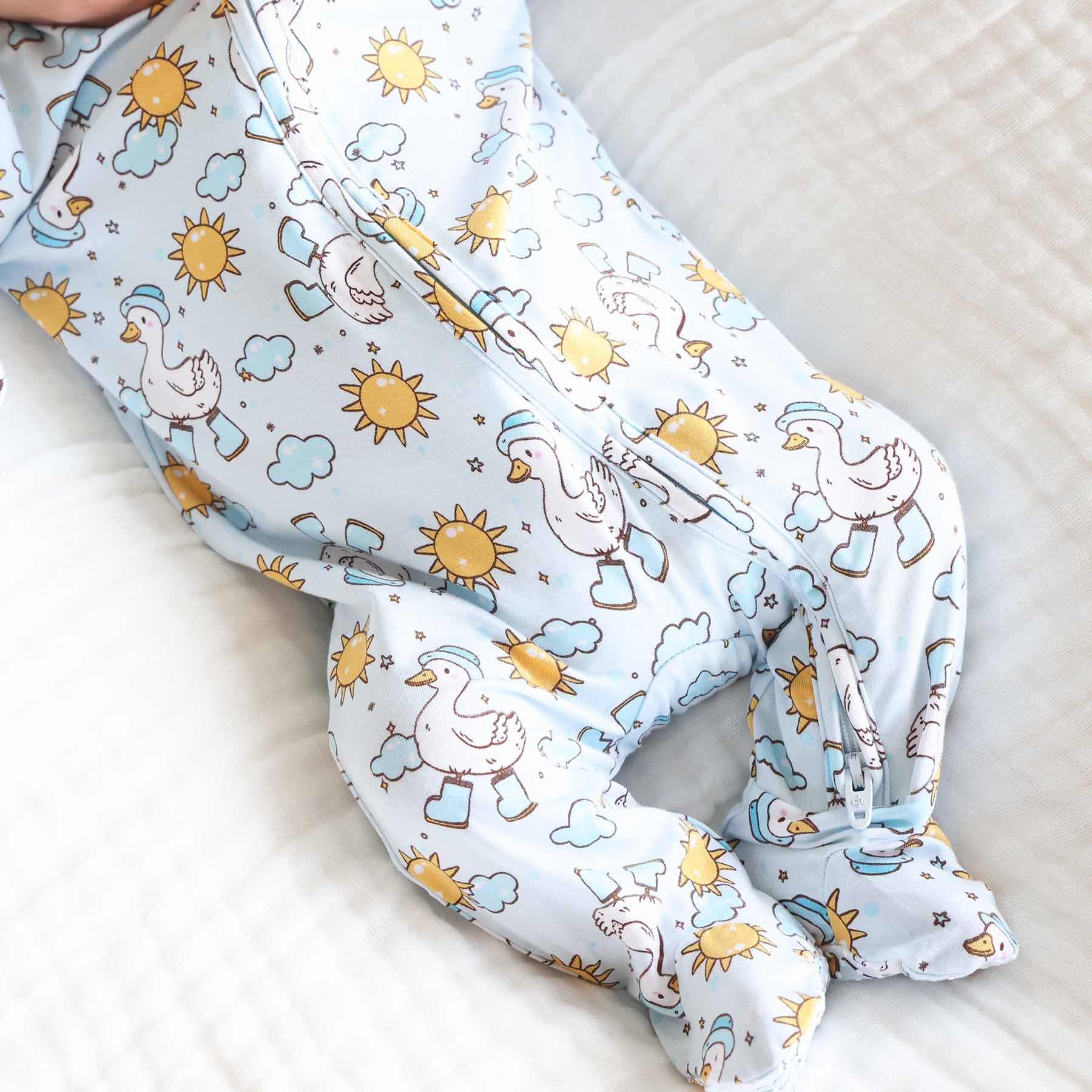 Silly Goose Zipper Footie | Blue: Silly Goose Blue - Image 9