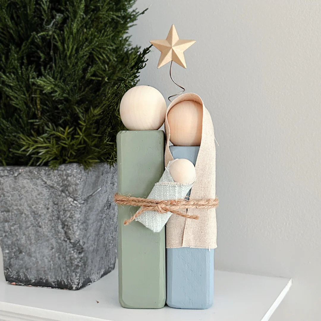 Simple Wooden Nativity Set | Hand-painted | Gift Wrapped: Gray & White - Image 11